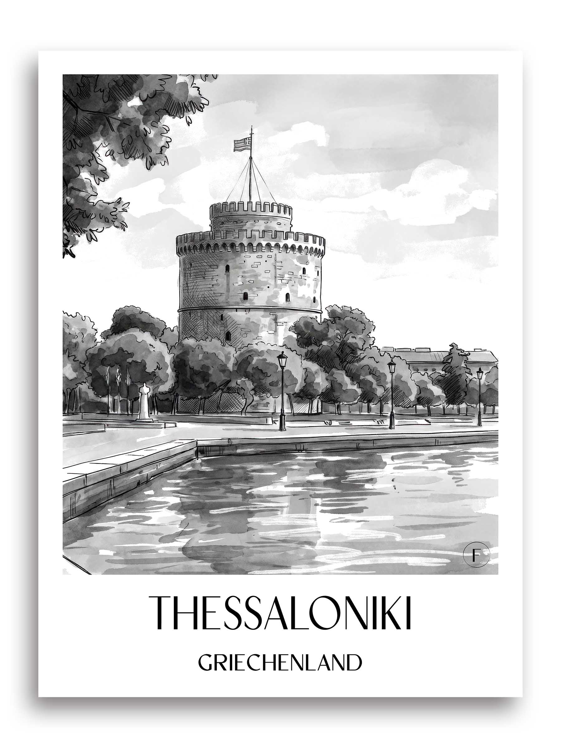 thessaloniki-griechenland-poster-aquarell-schwarz-weiss