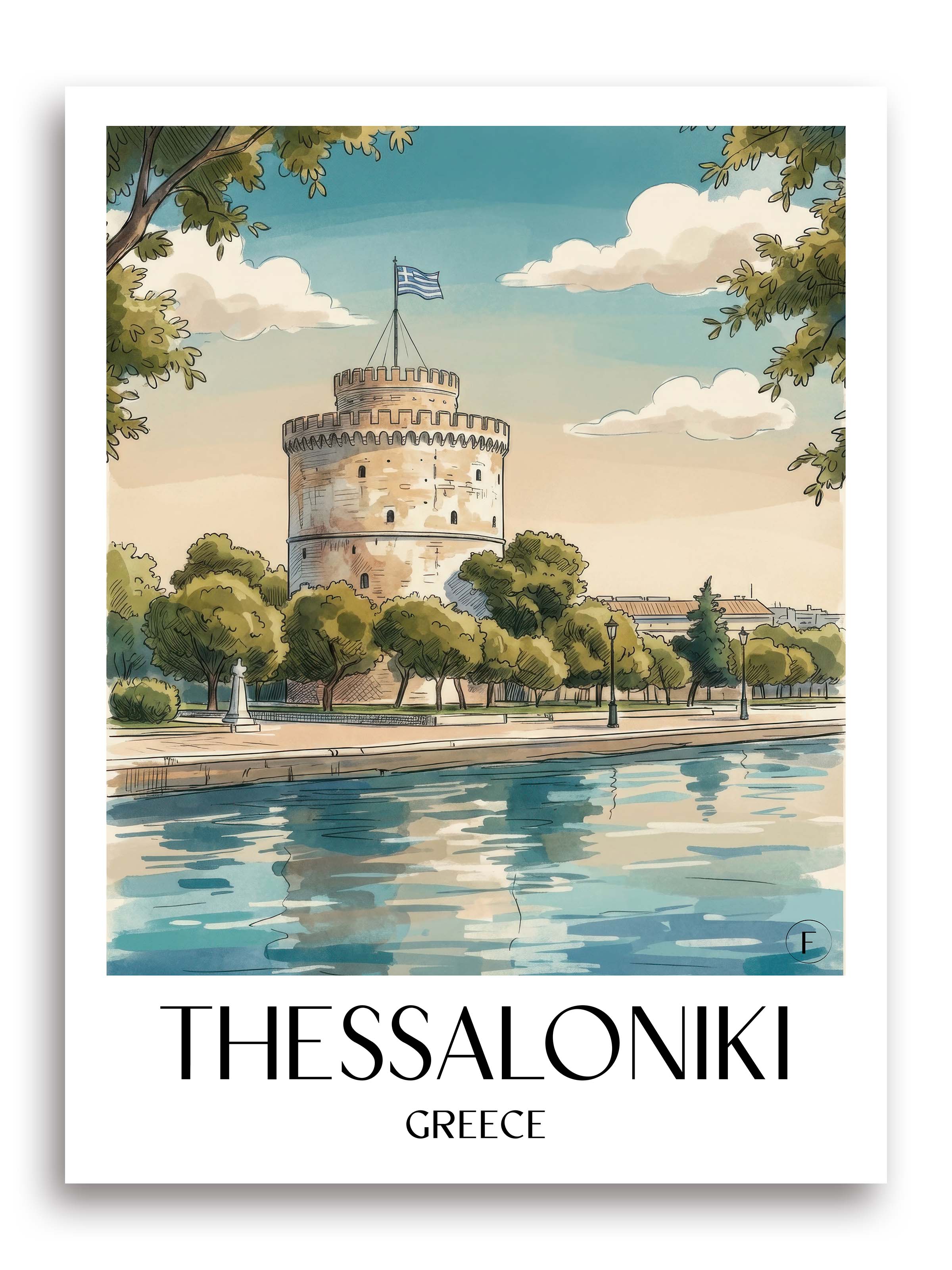 Thessaloniki Poster - Griechenland Kunstdruck - Aquarell von A4 bis A1 - favplace