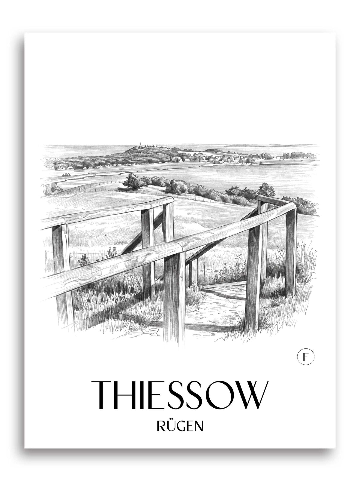Thiessow Poster - Rügen - Deutschland Kunstdruck - Zeichnung von A4 bis A1