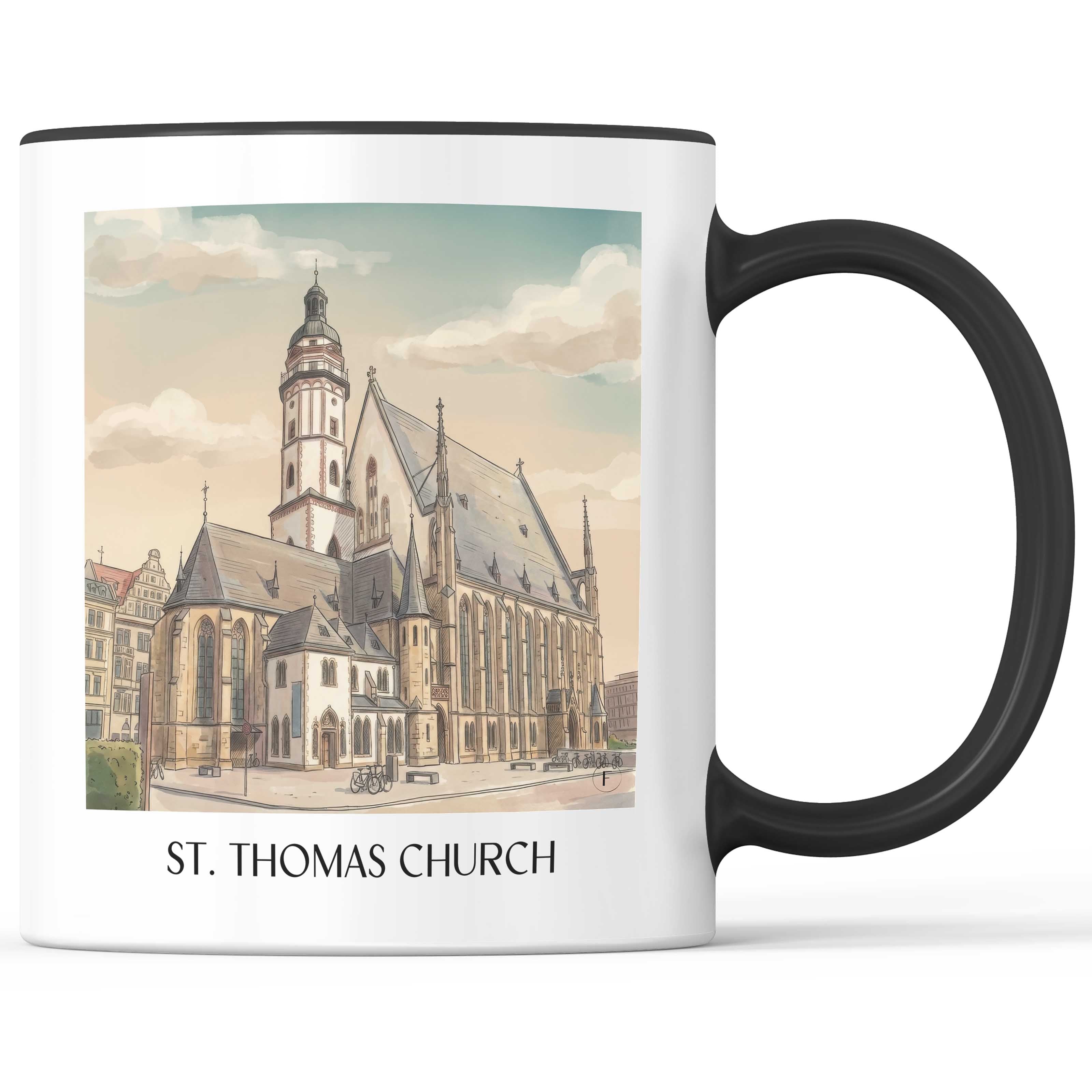Thomaskirche Kaffeebecher - Leipzig - Deutschland Becher - Kaffeetasse im Aquarell Stil - favplace