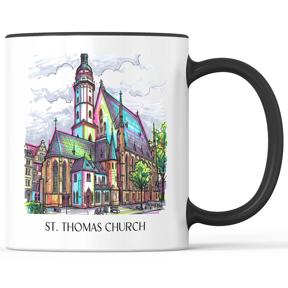 Thomaskirche Kaffeebecher - Leipzig - Deutschland Becher - Kaffeetasse im Tag Graffiti Stil - favplace