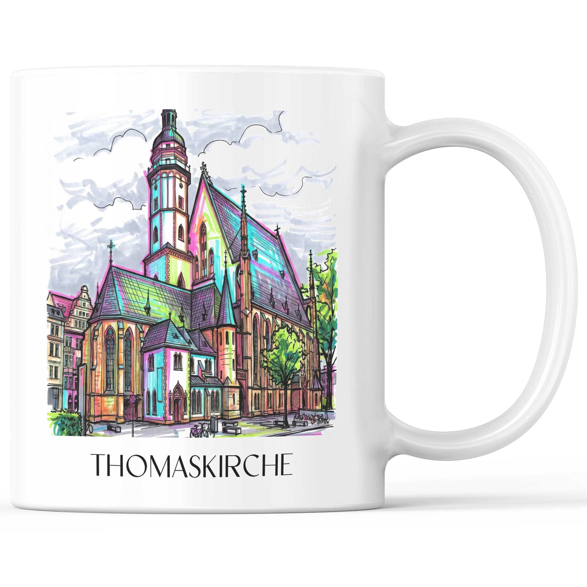 Thomaskirche Kaffeebecher - Leipzig - Deutschland Becher - Kaffeetasse im Tag Graffiti Stil - favplace