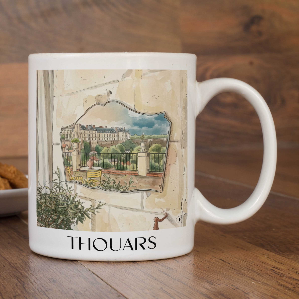 thouars-deux-sèvres-frankreich-kaffeebecher-aquarell