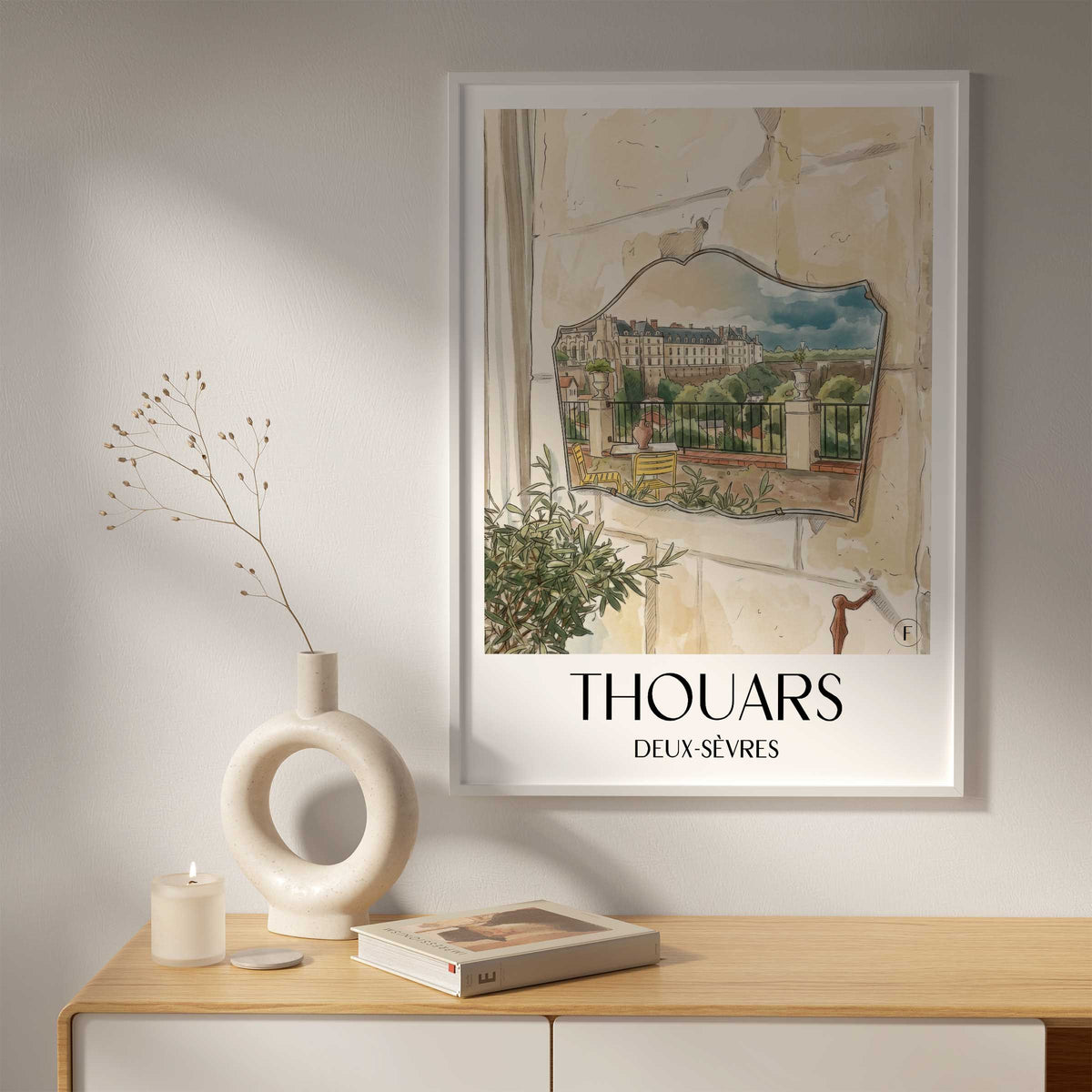 thouars-deux-sèvres-frankreich-poster-aquarell