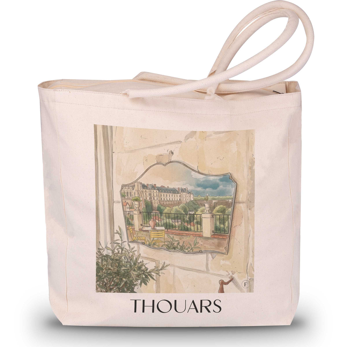 thouars-deux-sèvres-frankreich-einkaufstasche-aquarell