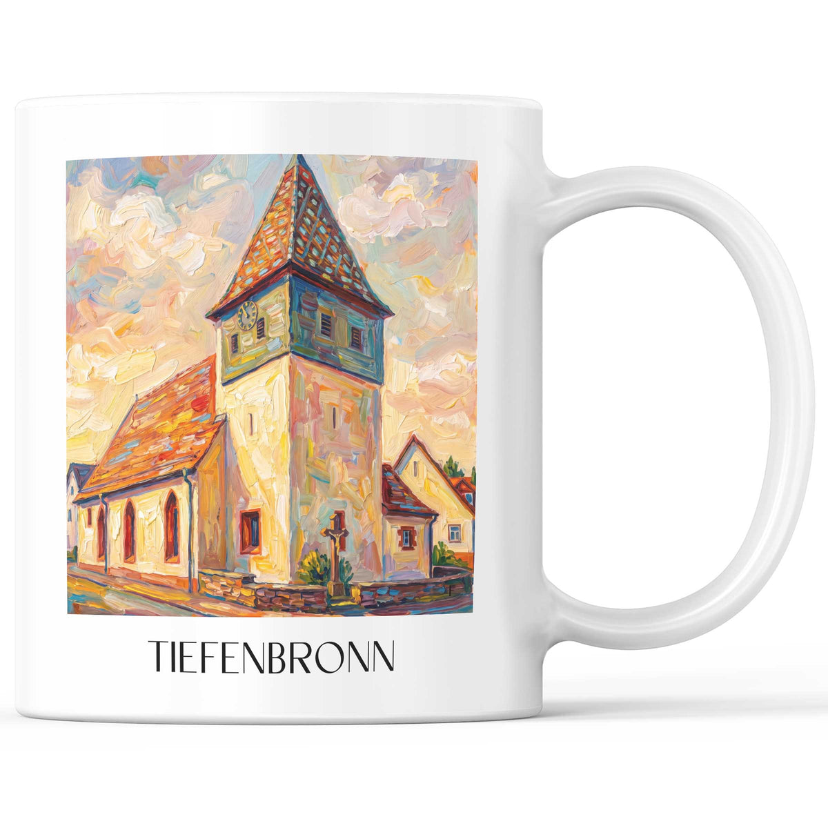 Tiefenbronn Kaffeebecher - Heckengäu - Deutschland Becher - Kaffeetasse im Ölgemälde Stil - favplace