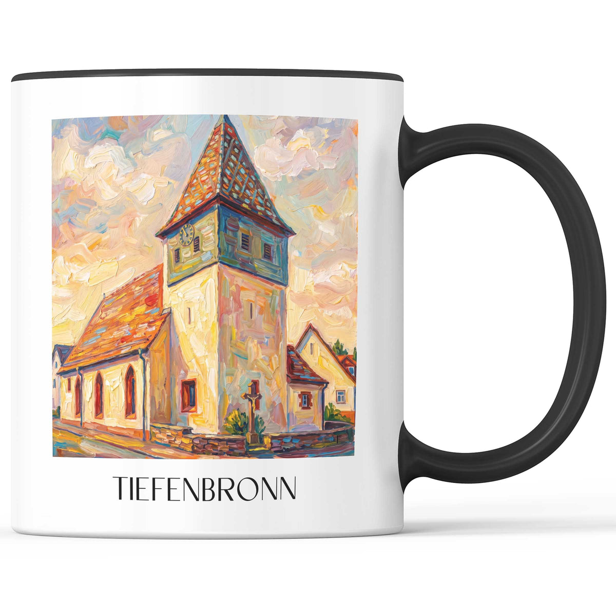 Tiefenbronn Kaffeebecher - Heckengäu - Deutschland Becher - Kaffeetasse im Ölgemälde Stil - favplace