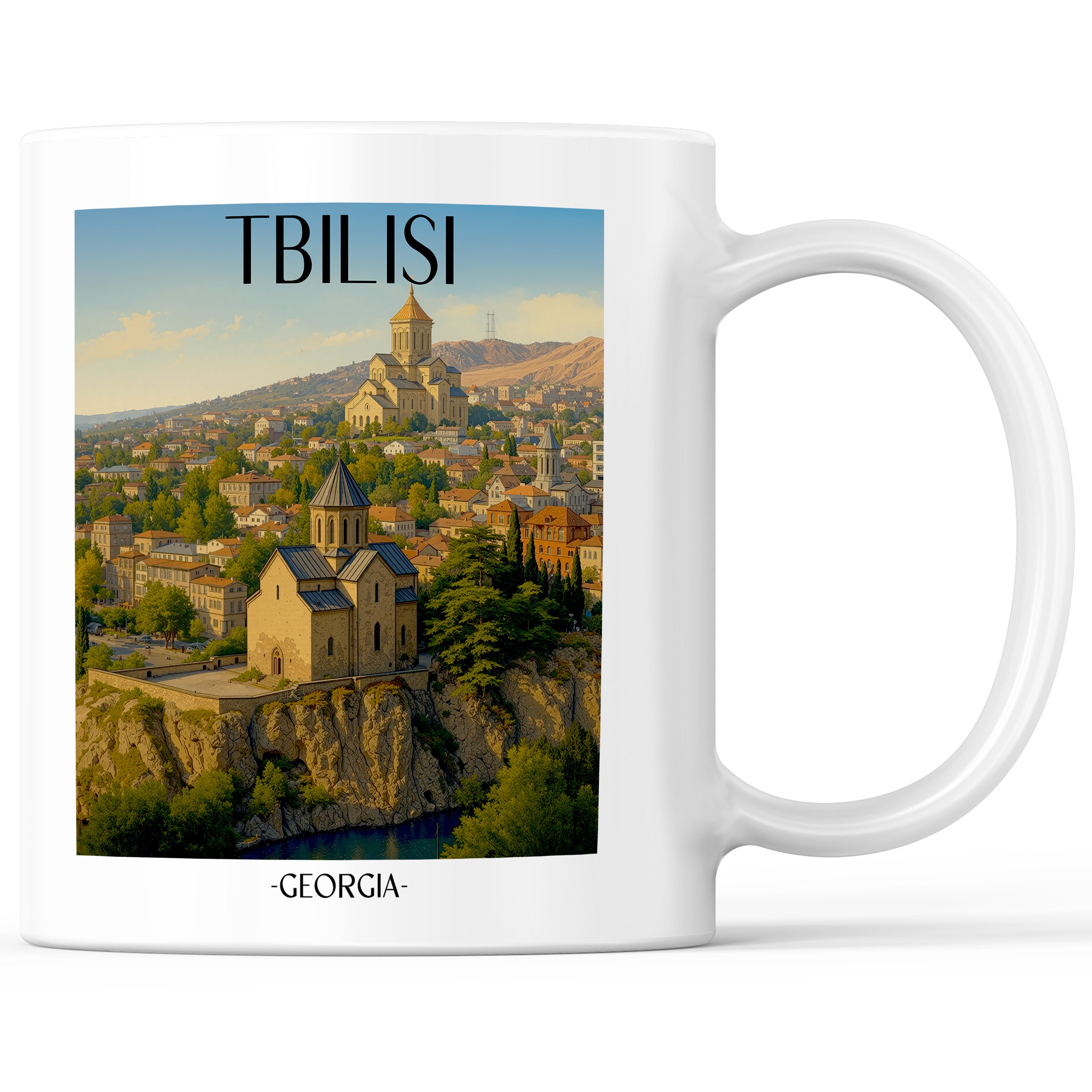 Tiflis - Georgien Becher - Kaffeetasse im Aquarell Stil - favplace