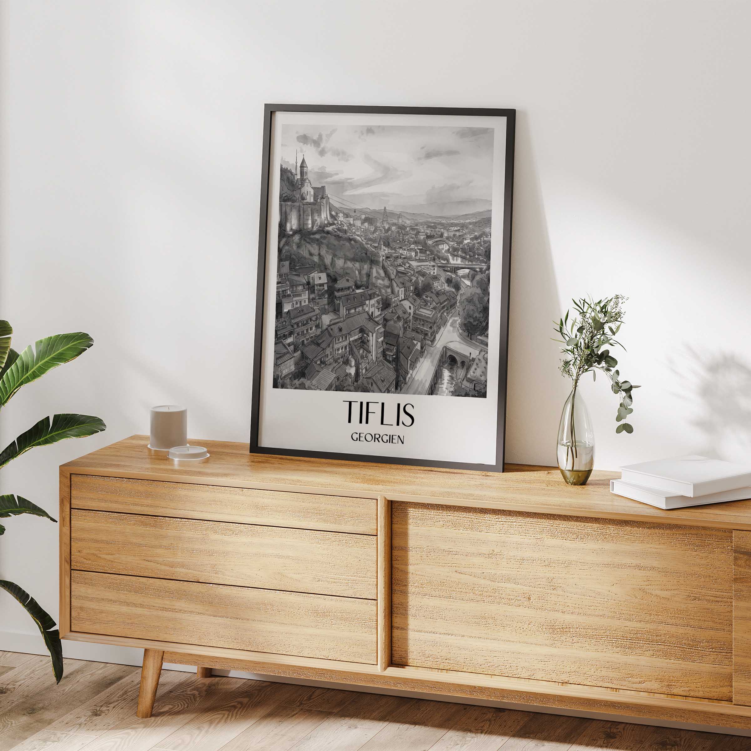 tiflis-georgien-poster-aquarell-schwarz-weiss