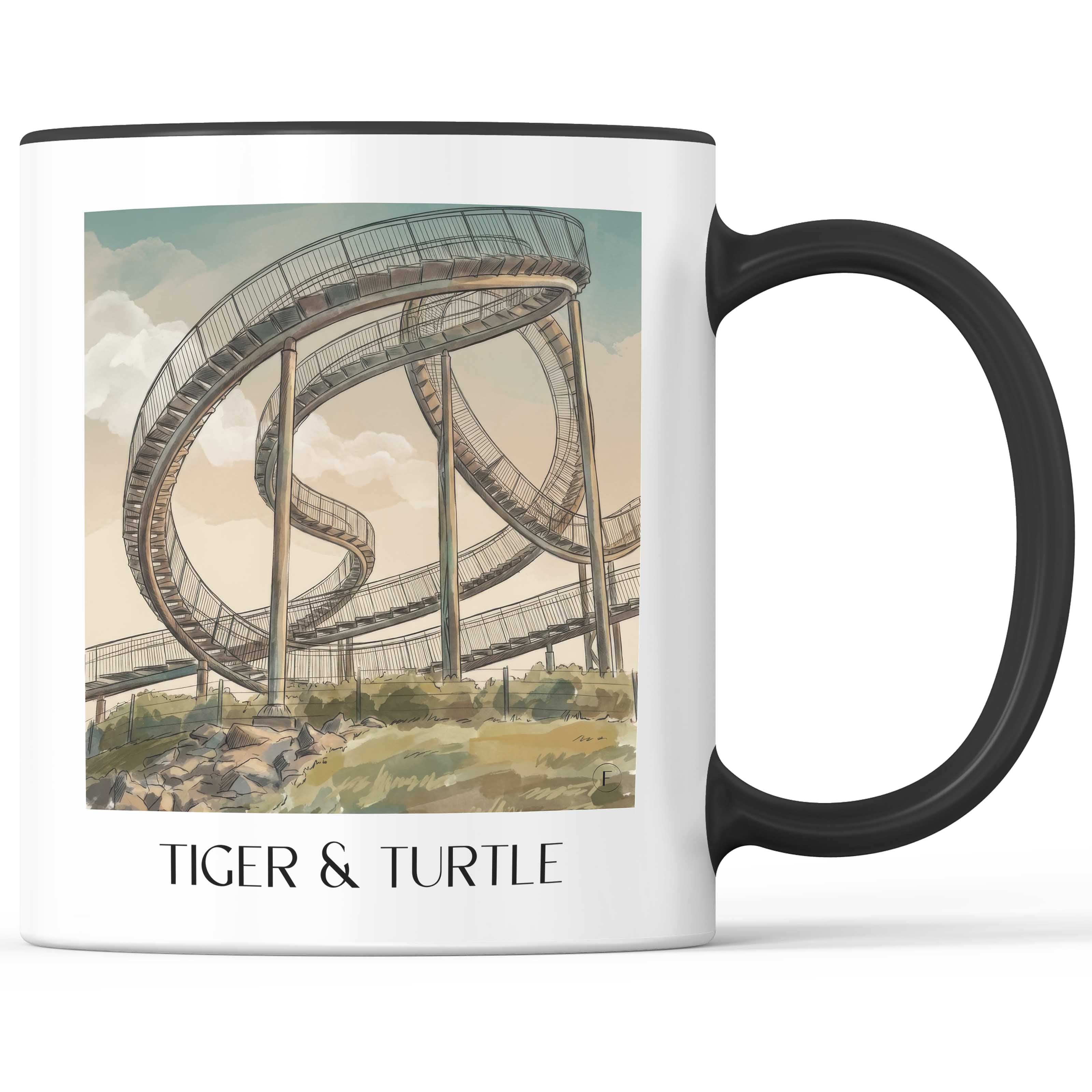 Tiger & Turtle Kaffeebecher - Duisburg - Deutschland Becher - Kaffeetasse im Aquarell Stil - favplace