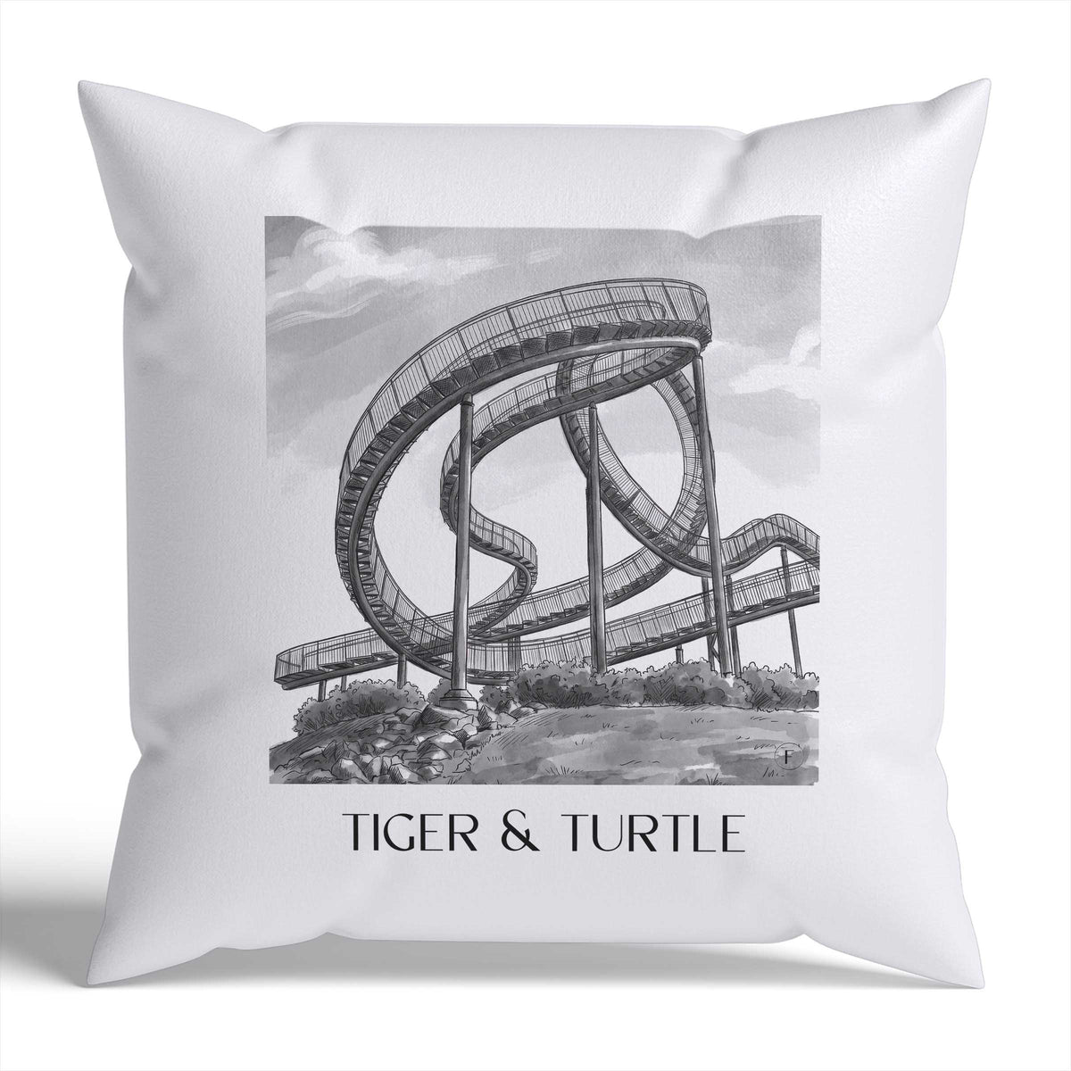 Tiger & Turtle Kissenhülle - Zierkissen Bezug - Duisburg - Deutschland Kissen bzw. Kissenbezug im Aquarell Schwarz-Weiß Stil - favplace