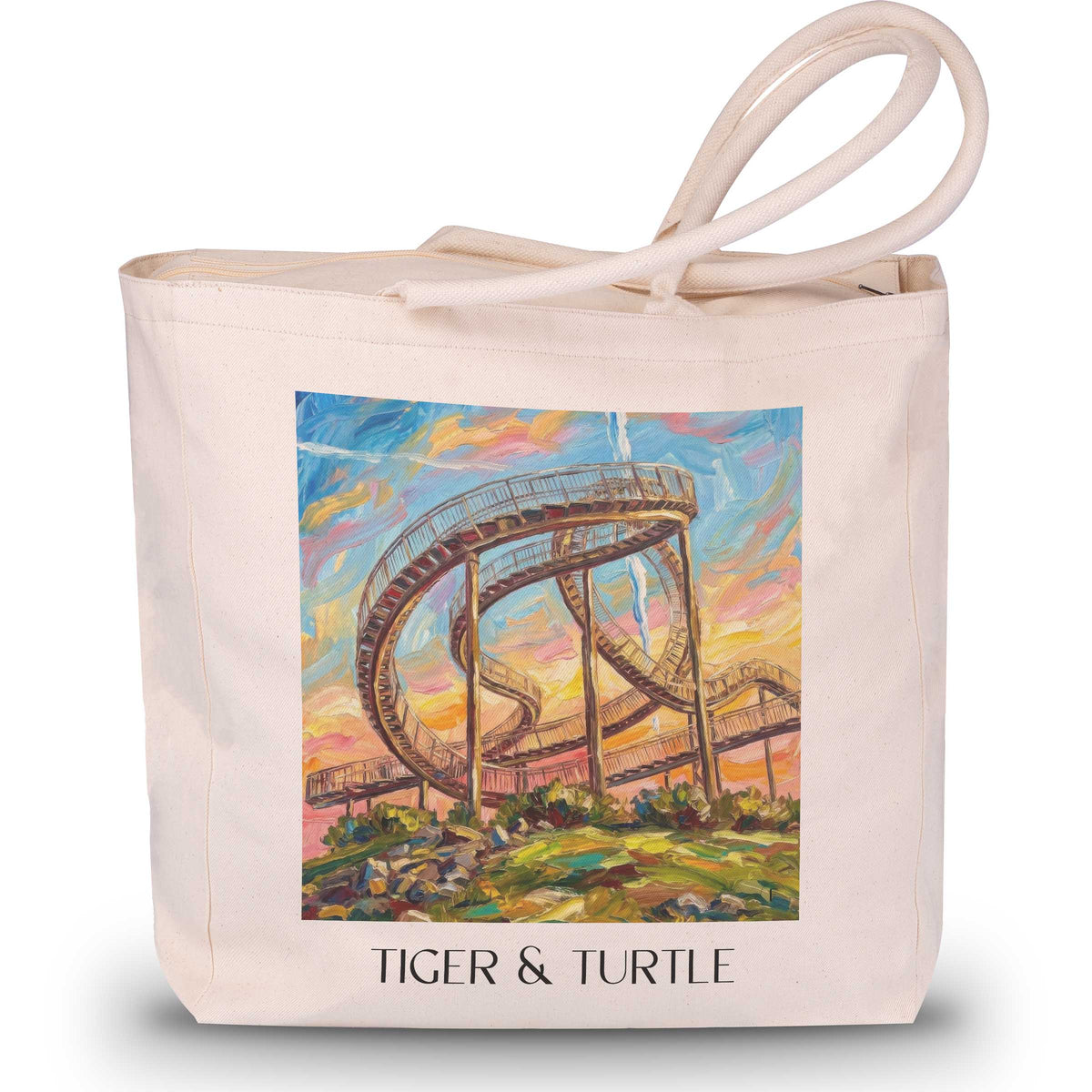 Tiger & Turtle Shopping Tasche - Duisburg - Deutschland Tote Bag - Einkaufstasche im Ölgemälde Stil - favplace