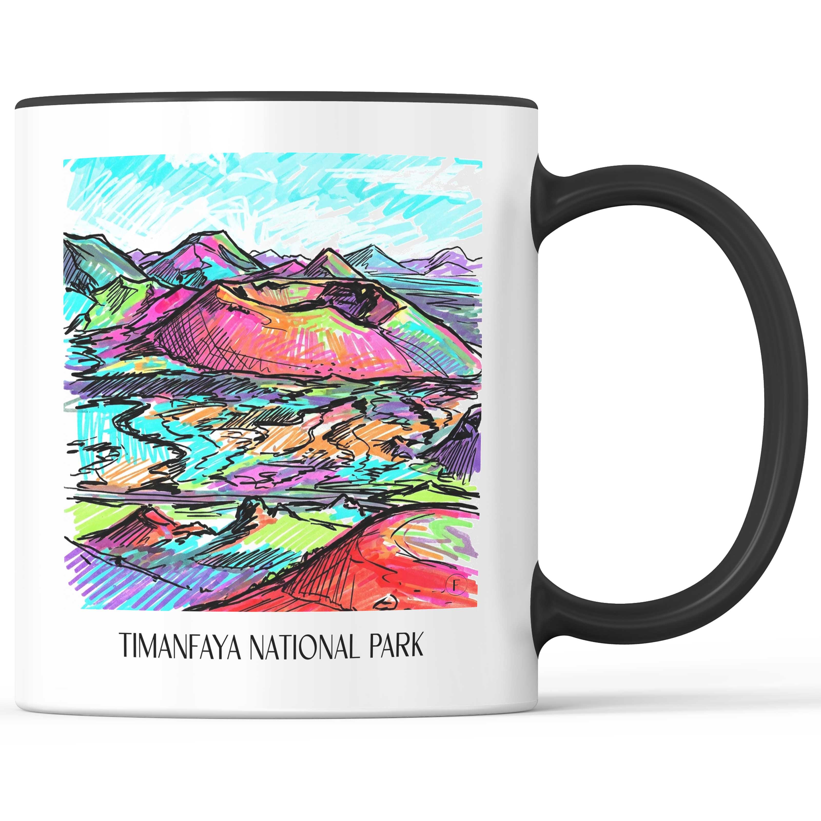 Timanfaya Nationalpark Kaffeebecher - Lanzarote - Spanien Becher - Kaffeetasse im Tag Graffiti Stil - favplace
