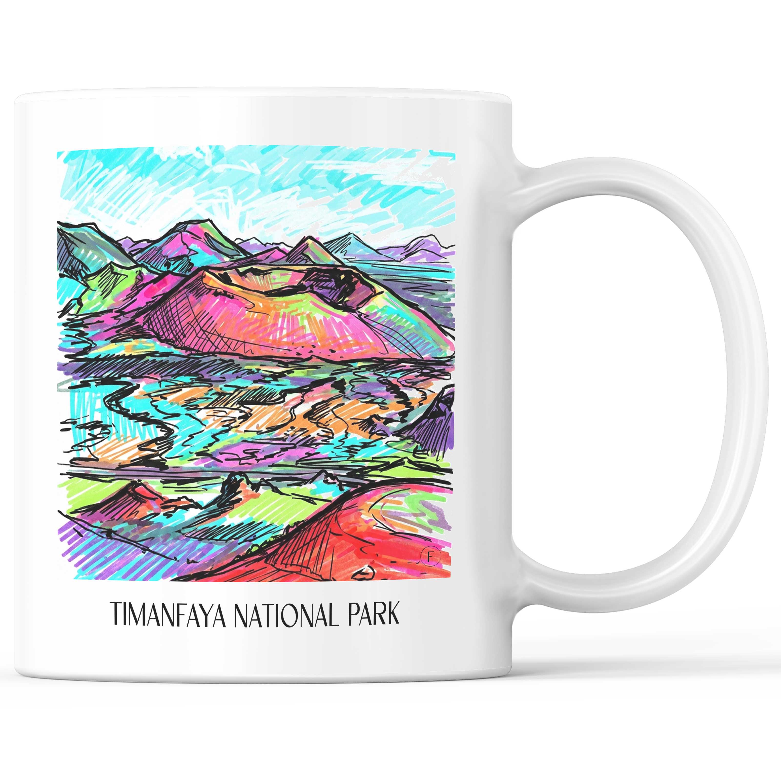 Timanfaya Nationalpark Kaffeebecher - Lanzarote - Spanien Becher - Kaffeetasse im Tag Graffiti Stil - favplace