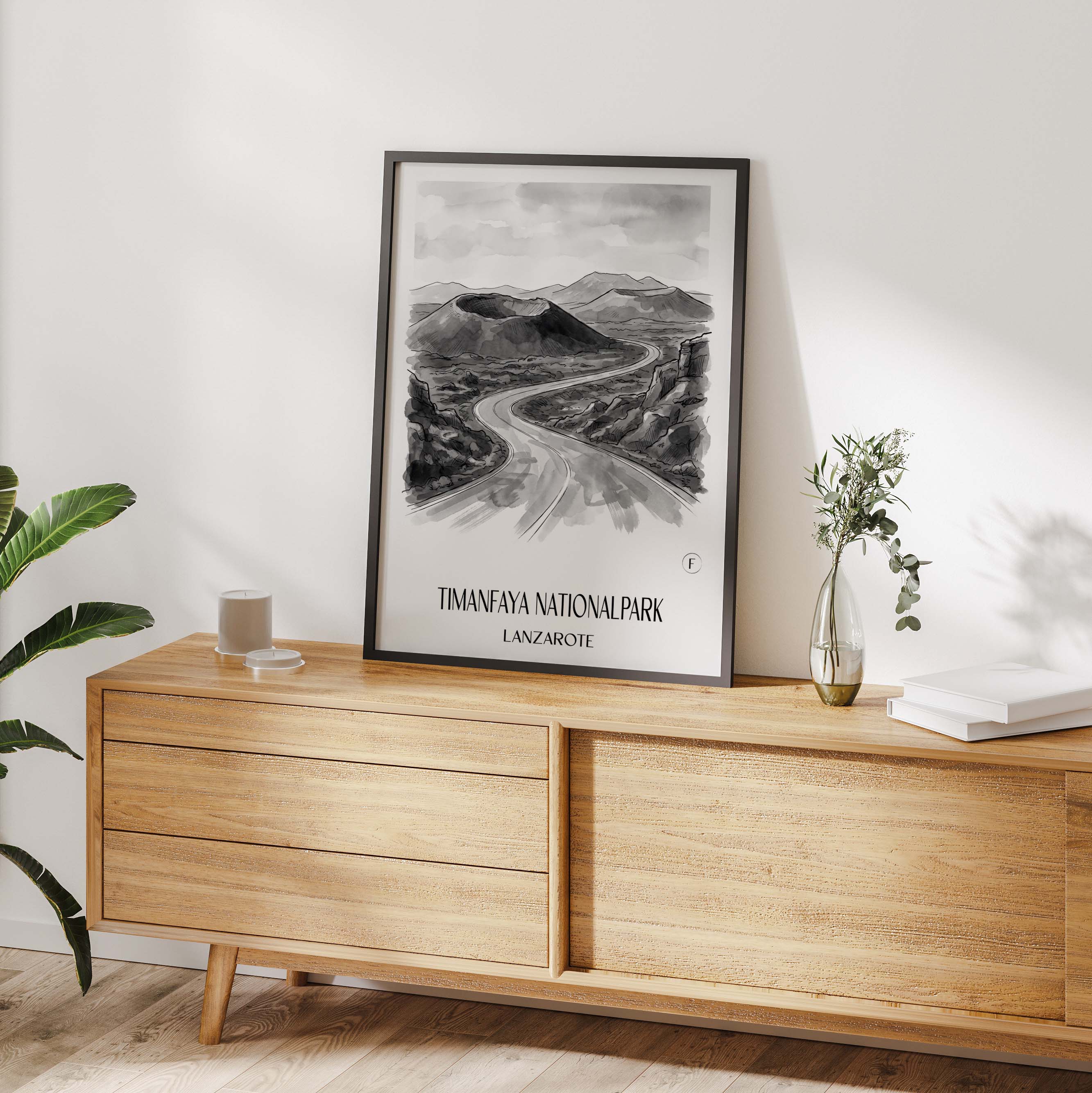 timanfaya-nationalpark-lanzarote-spanien-poster-aquarell-schwarz-weiss