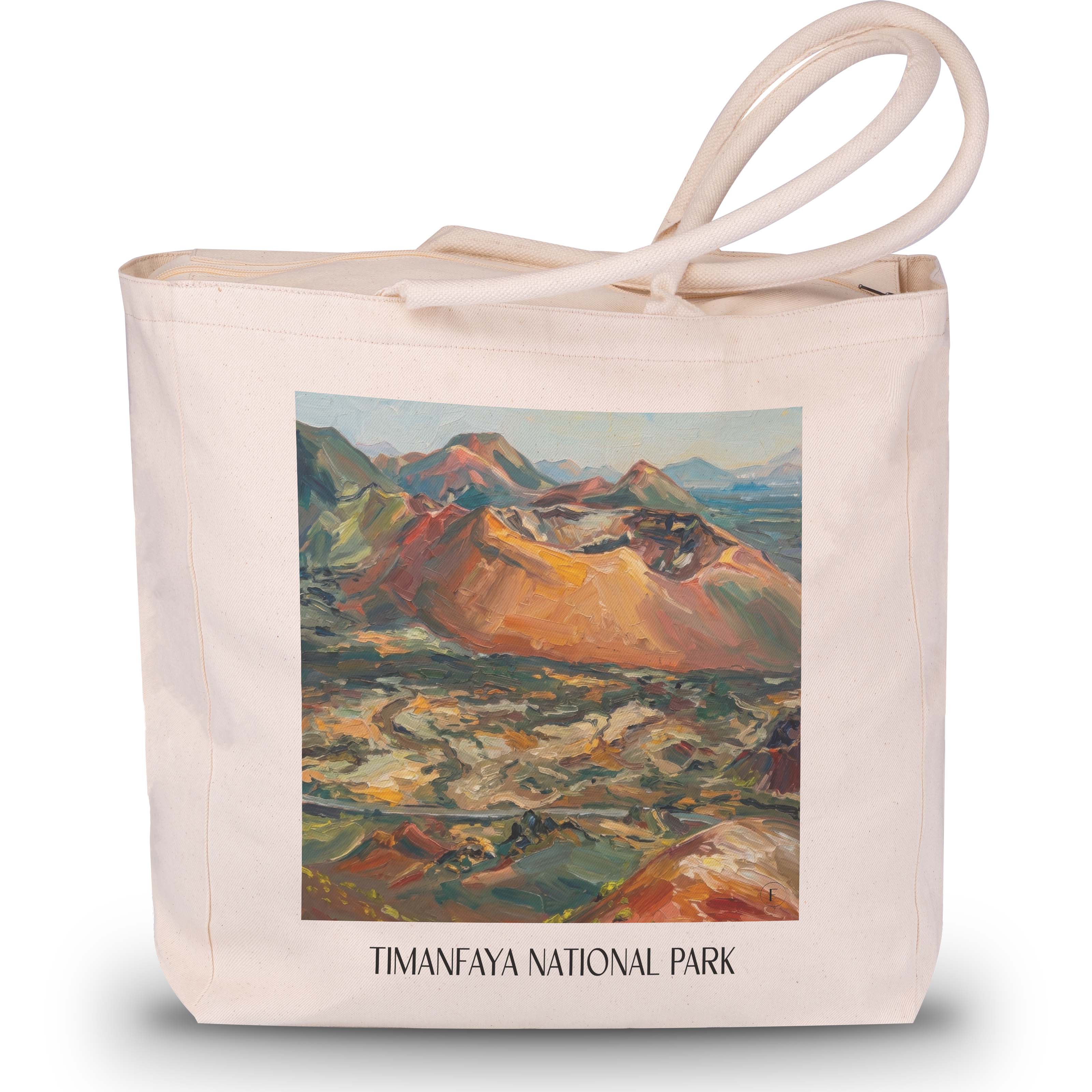 Timanfaya Nationalpark Shopping Tasche - Lanzarote - Spanien Tote Bag - Einkaufstasche im Ölgemälde Stil - favplace