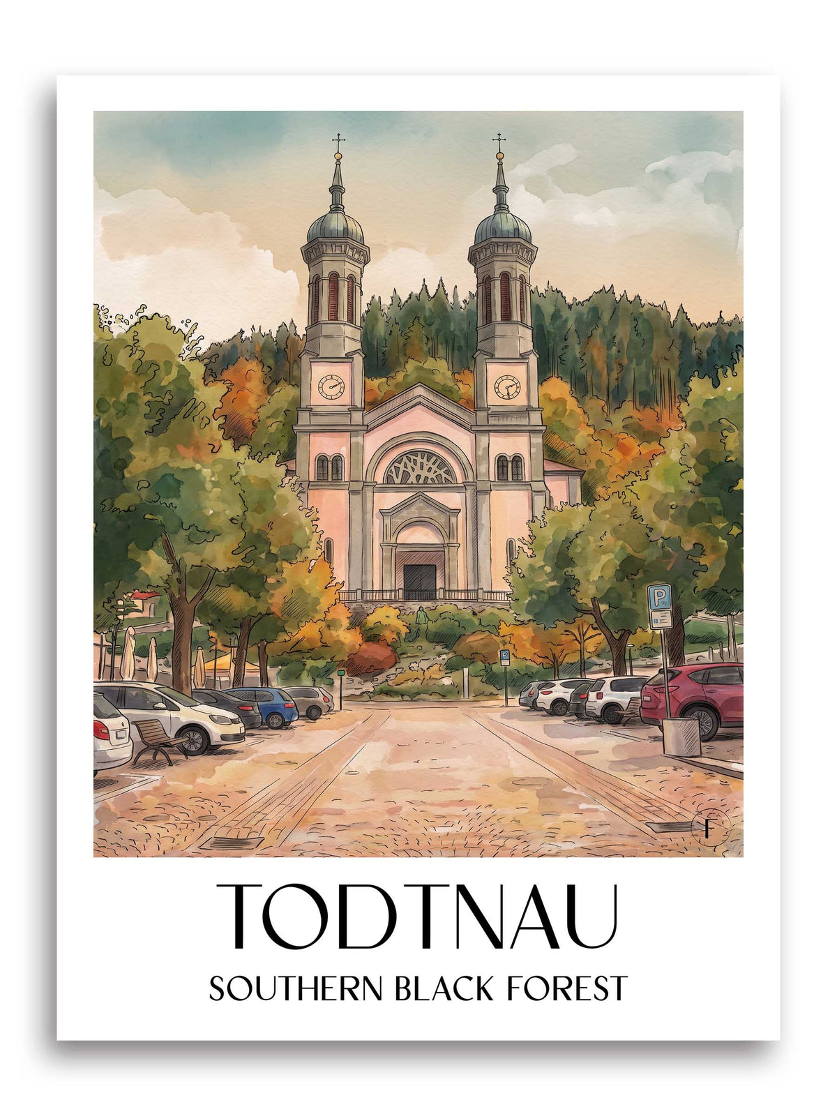 Todtnau Poster - Südschwarzwald - Deutschland Kunstdruck - Aquarell von A4 bis A1 - favplace