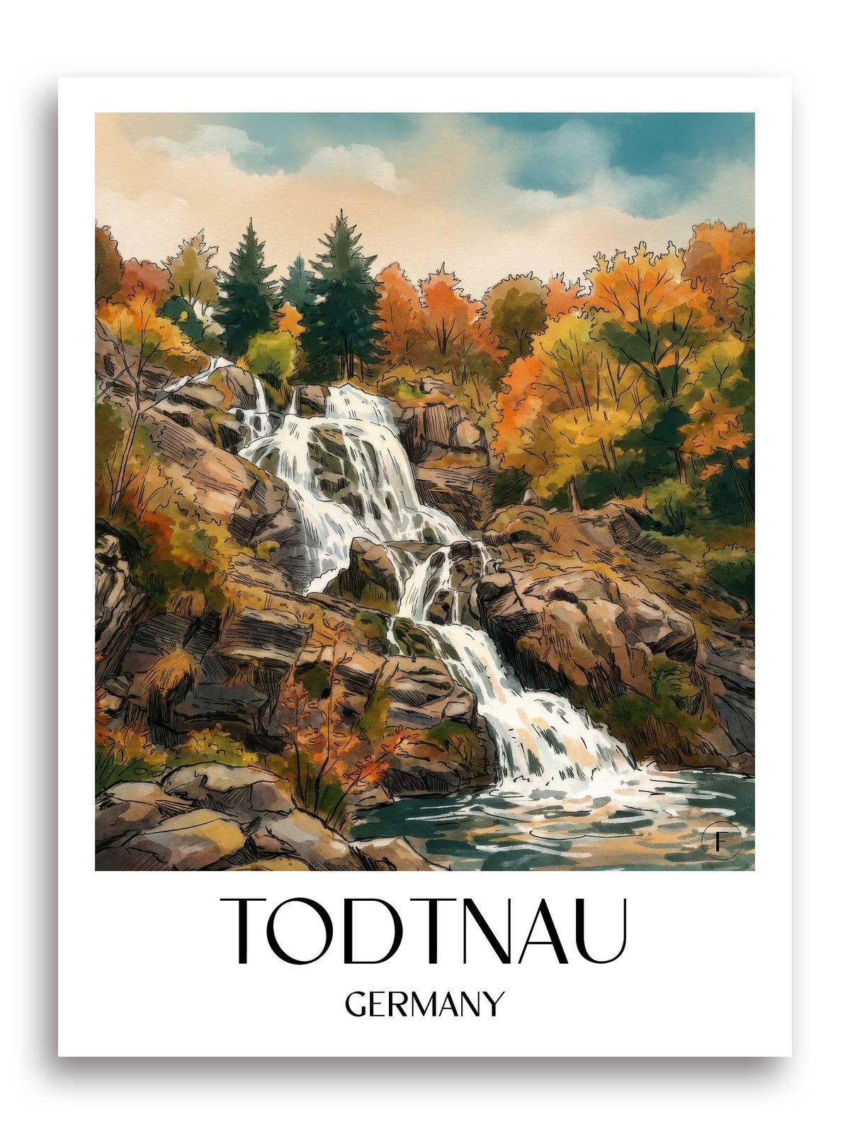 Todtnau Poster - Schwarzwald - Deutschland Kunstdruck - Aquarell von A4 bis A1 - favplace