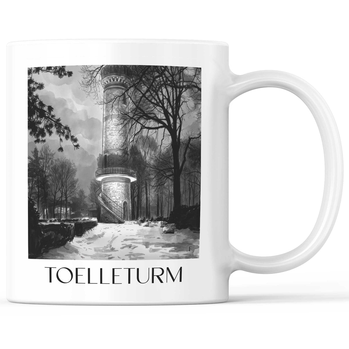 Toelleturm Kaffeebecher - Wuppertal - Deutschland Becher - Kaffeetasse im Aquarell Schwarz-Weiß Stil - favplace