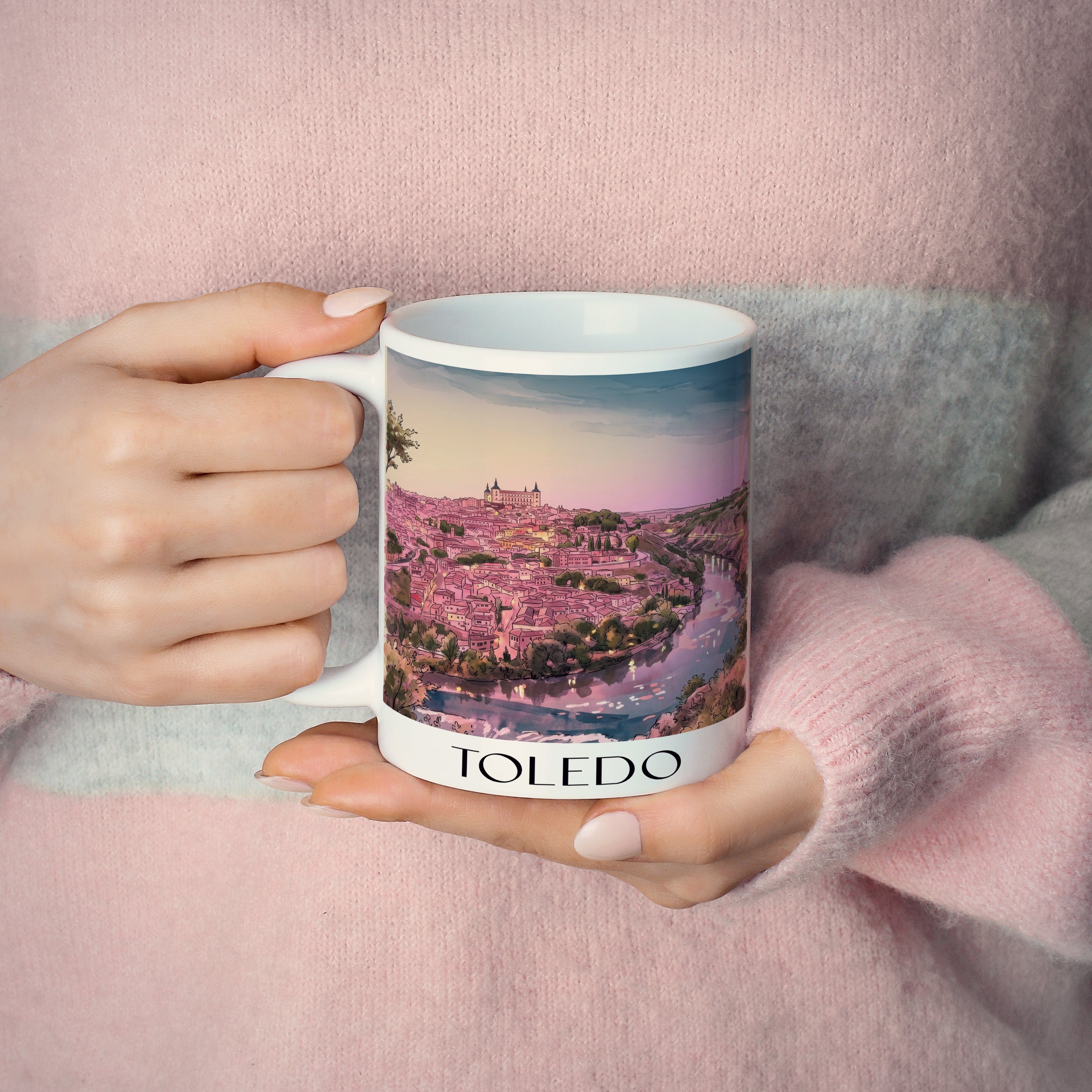 toledo-spanien-spanien-kaffeebecher-aquarell-pink-rosa