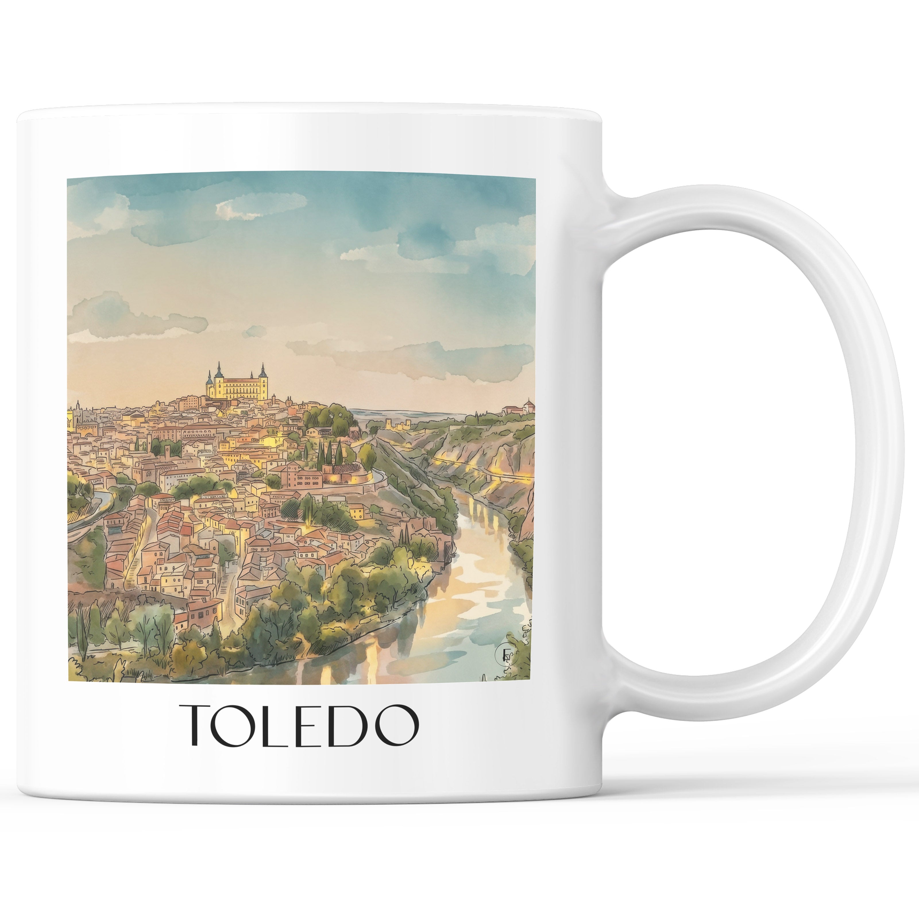 Toledo Kaffeebecher - Spanien - Spanien Becher - Kaffeetasse im Aquarell Stil - favplace