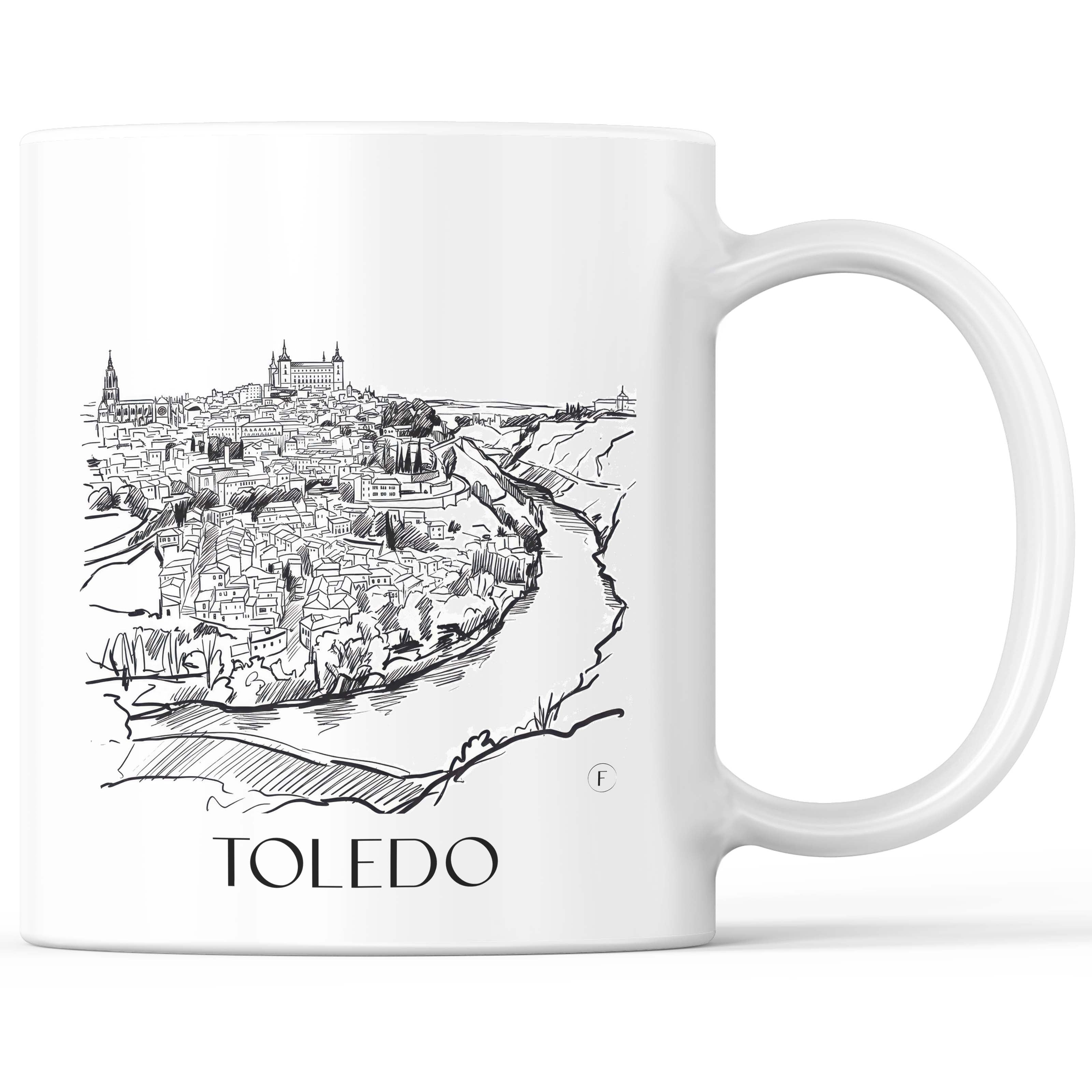 Toledo Kaffeebecher - Spanien - Spanien Becher - Kaffeetasse im Skizze Stil - favplace