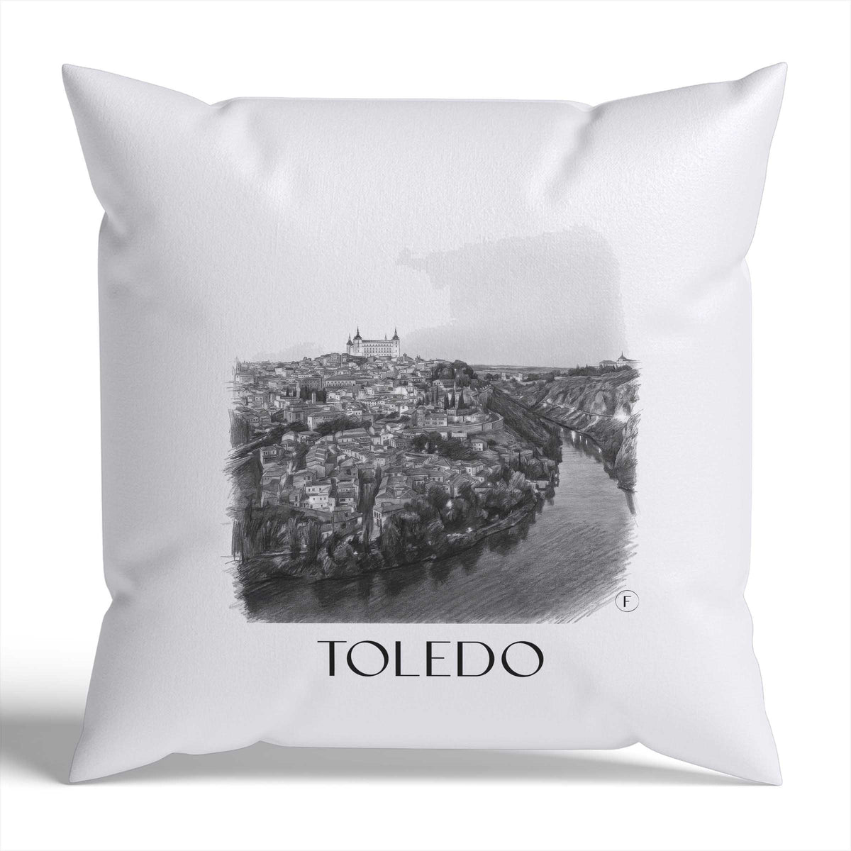 Toledo Kissenhülle - Zierkissen Bezug - Spanien - Spanien Kissen bzw. Kissenbezug im Zeichnung Stil - favplace