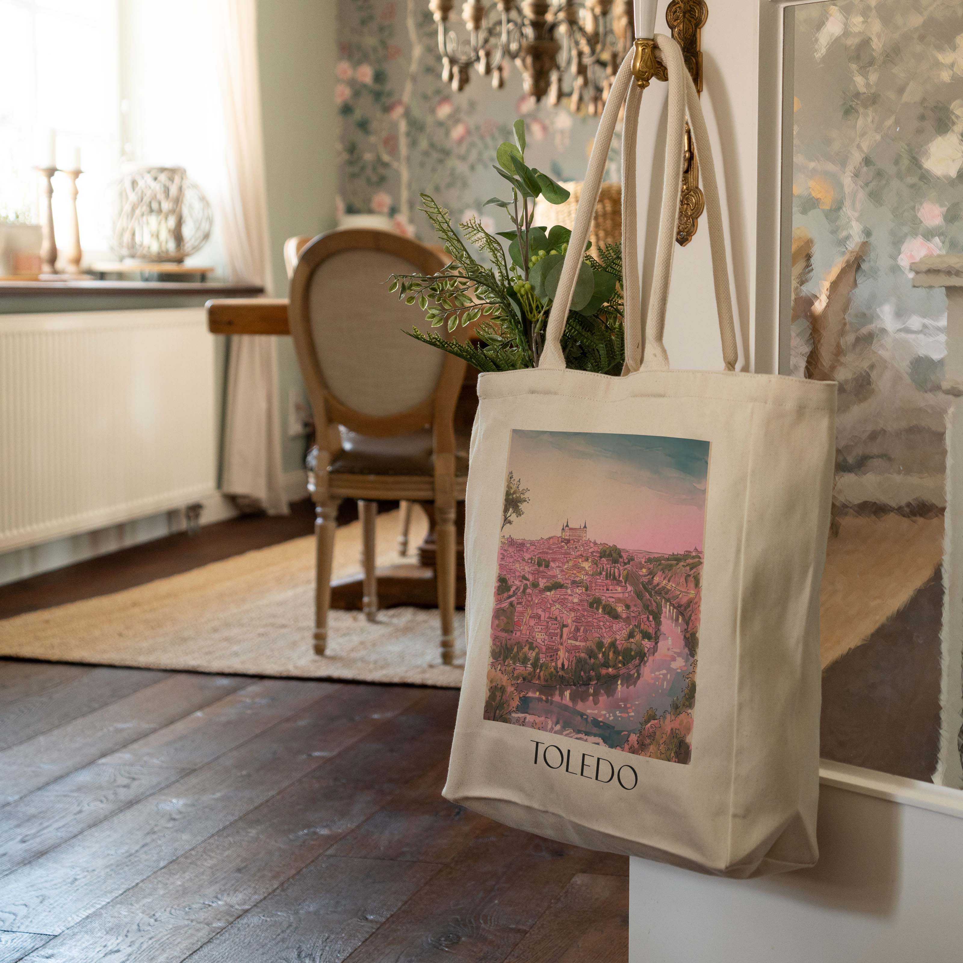 toledo-spanien-spanien-einkaufstasche-aquarell-pink-rosa