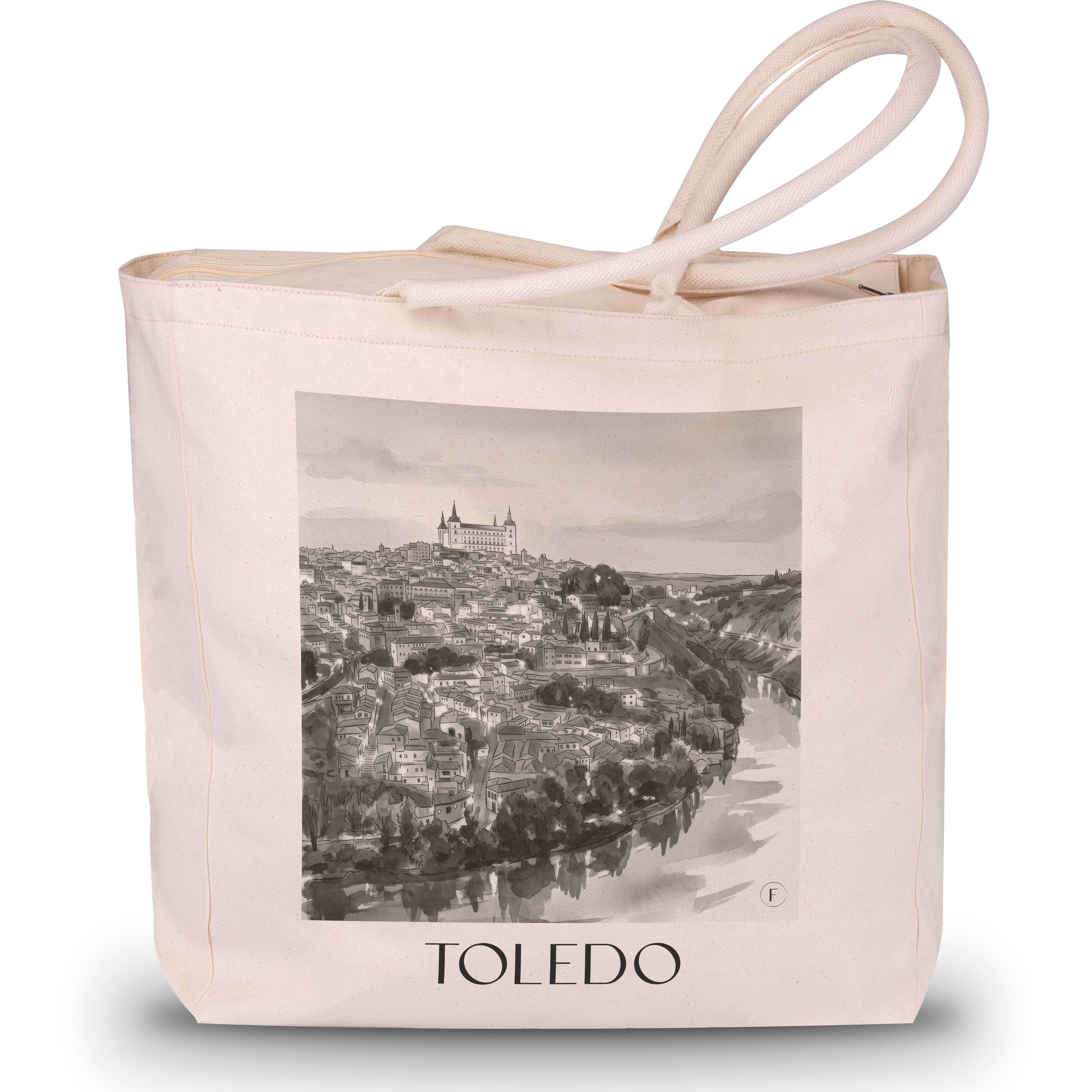 toledo-spanien-spanien-einkaufstasche-aquarell-schwarz-weiss