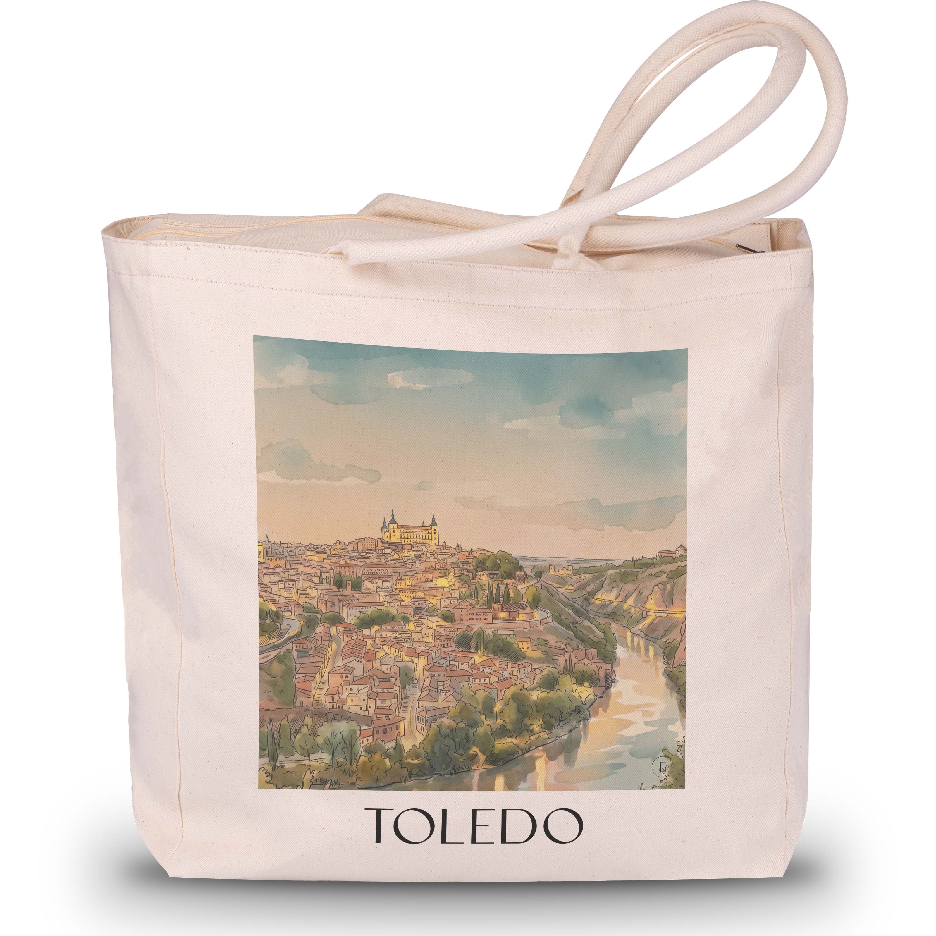 toledo-spanien-spanien-einkaufstasche-aquarell