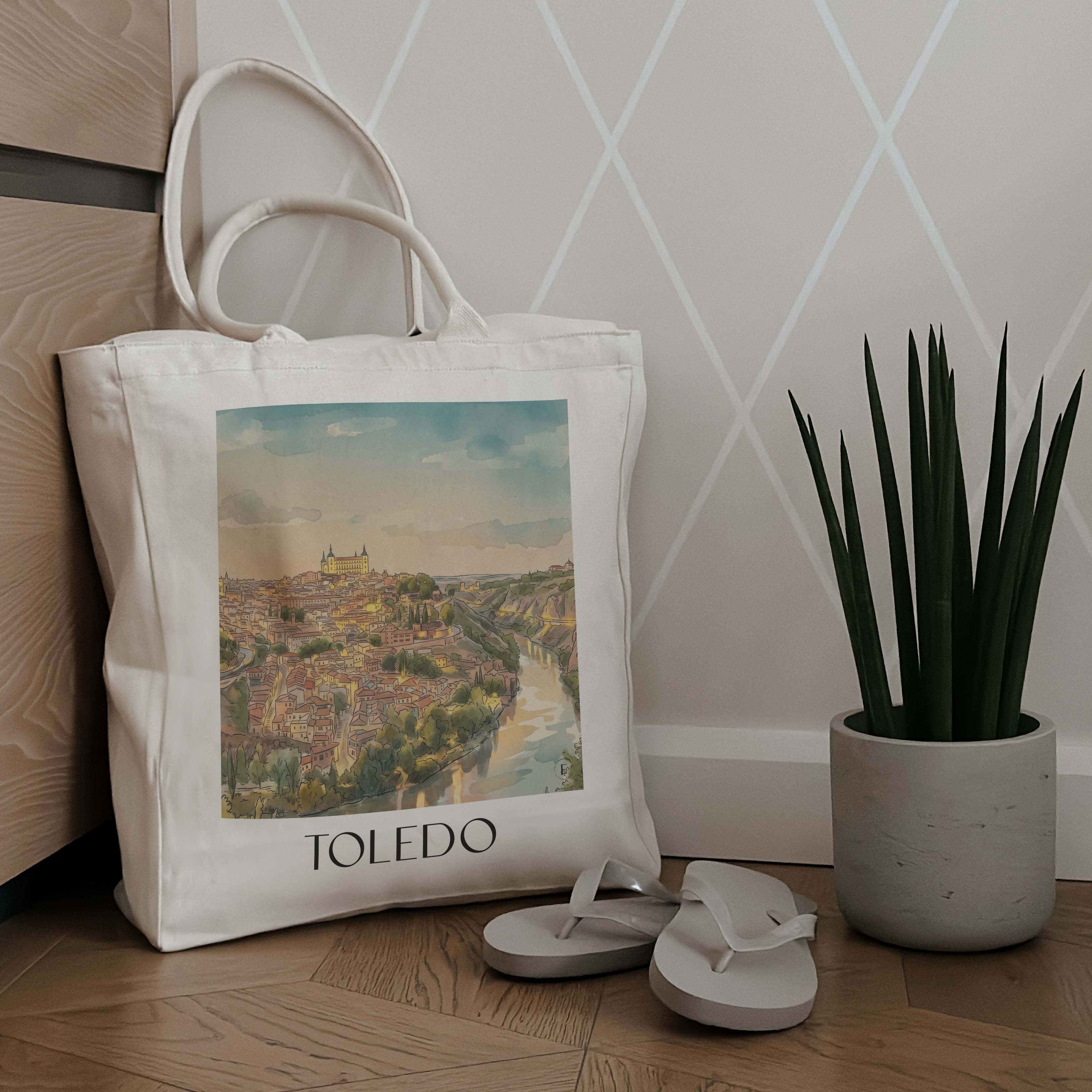 toledo-spanien-spanien-einkaufstasche-aquarell