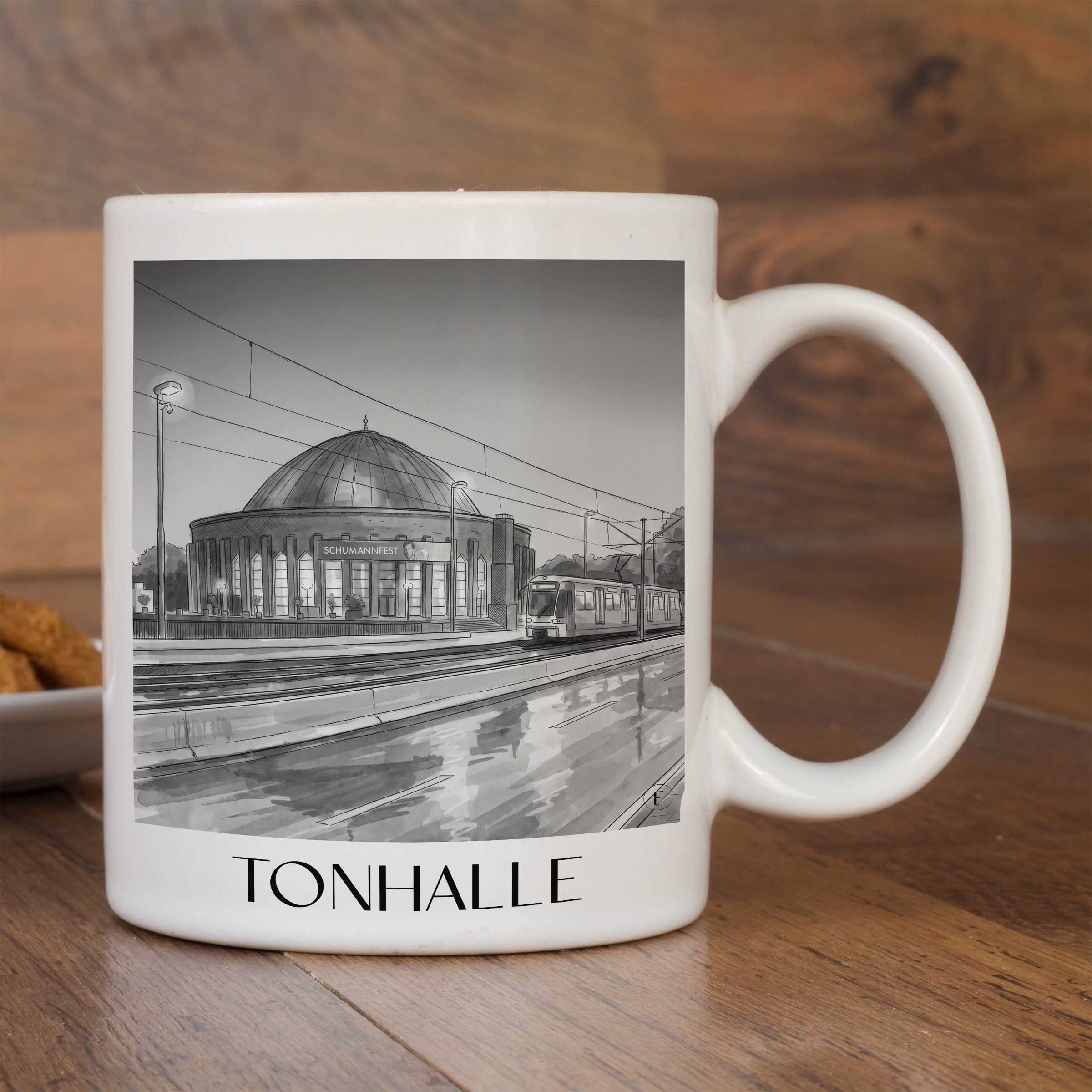 tonhalle-düsseldorf-deutschland-kaffeebecher-aquarell-schwarz-weiss