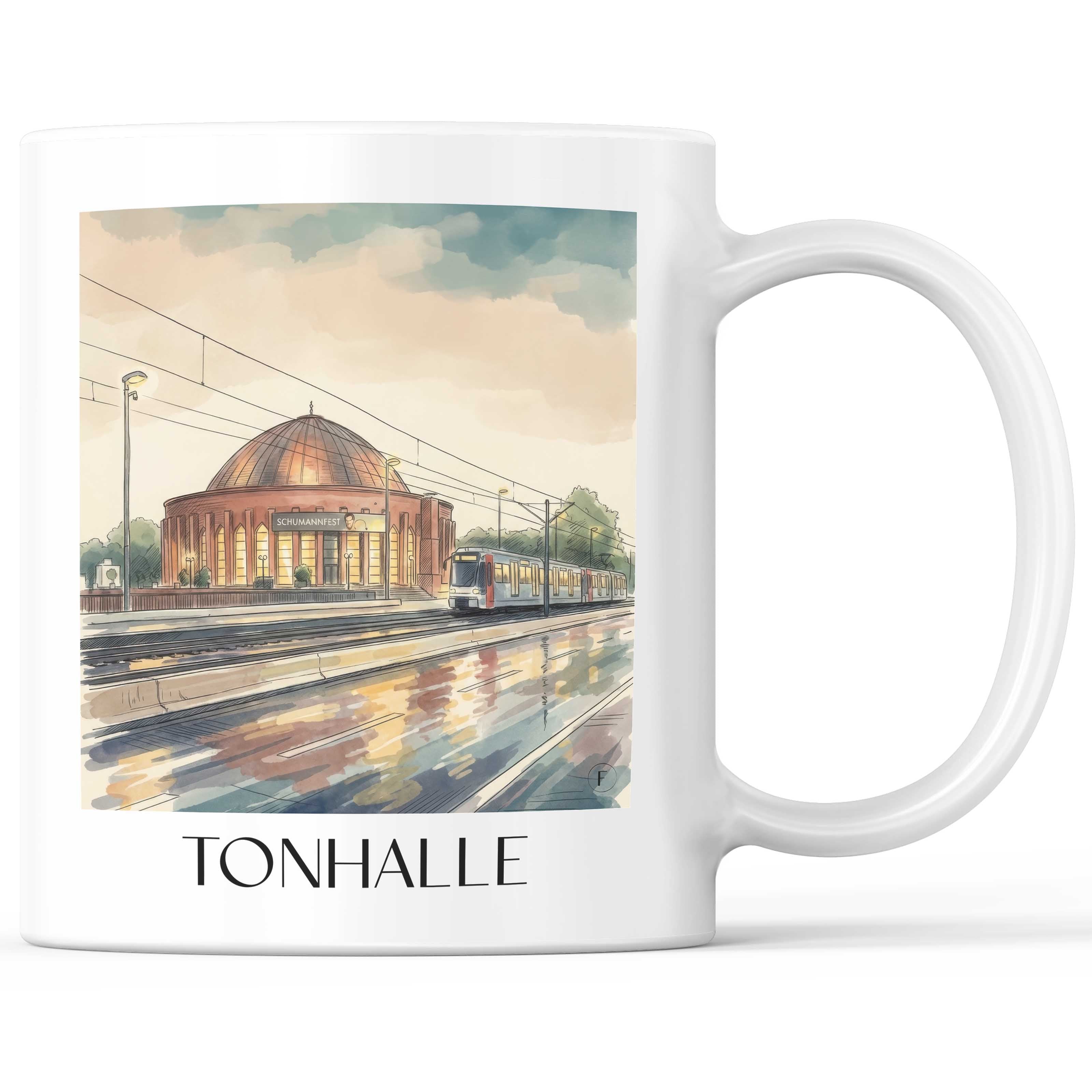 Tonhalle Kaffeebecher - Düsseldorf - Deutschland Becher - Kaffeetasse im Aquarell Stil - favplace