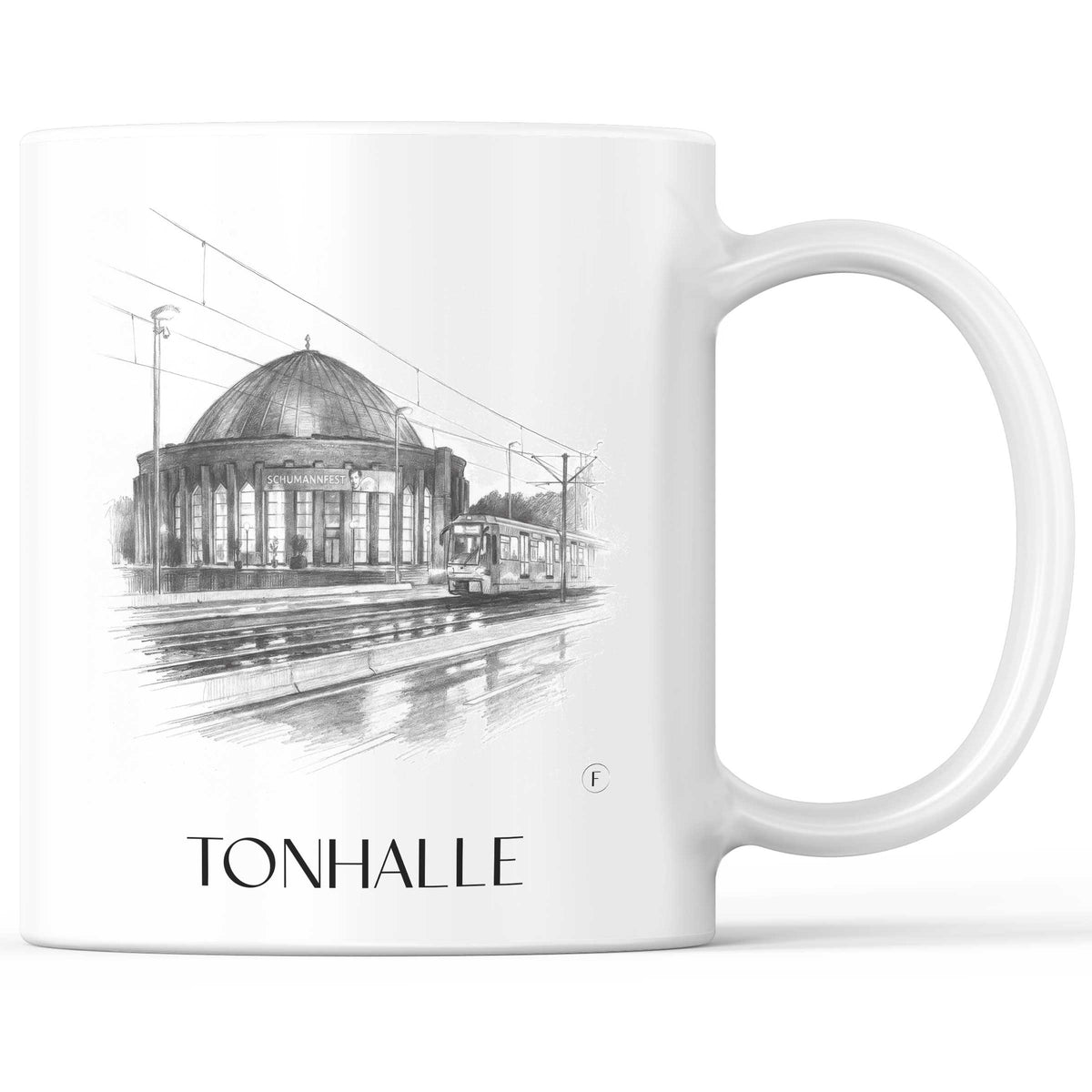 Tonhalle Kaffeebecher - Düsseldorf - Deutschland Becher - Kaffeetasse im Zeichnung Stil - favplace