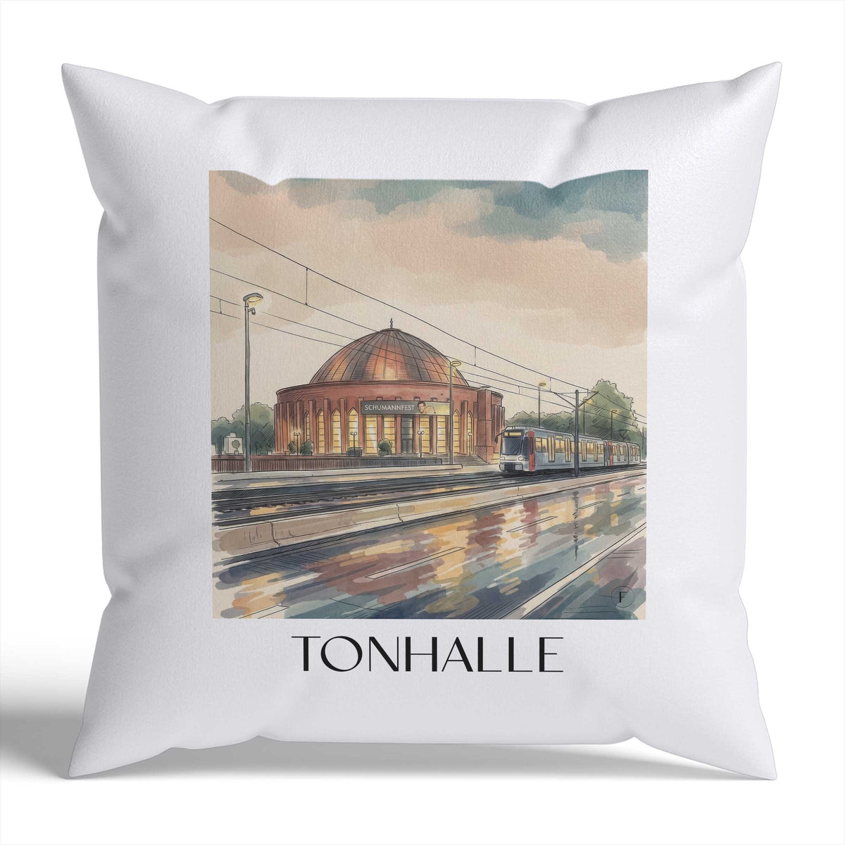 Tonhalle Kissenhülle - Zierkissen Bezug - Düsseldorf - Deutschland Kissen bzw. Kissenbezug im Aquarell Stil - favplace