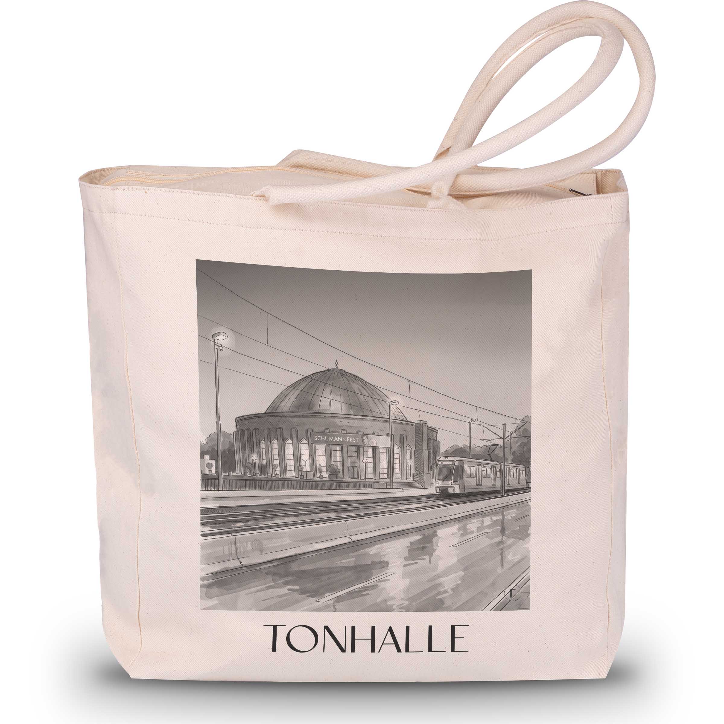 tonhalle-düsseldorf-deutschland-einkaufstasche-aquarell-schwarz-weiss