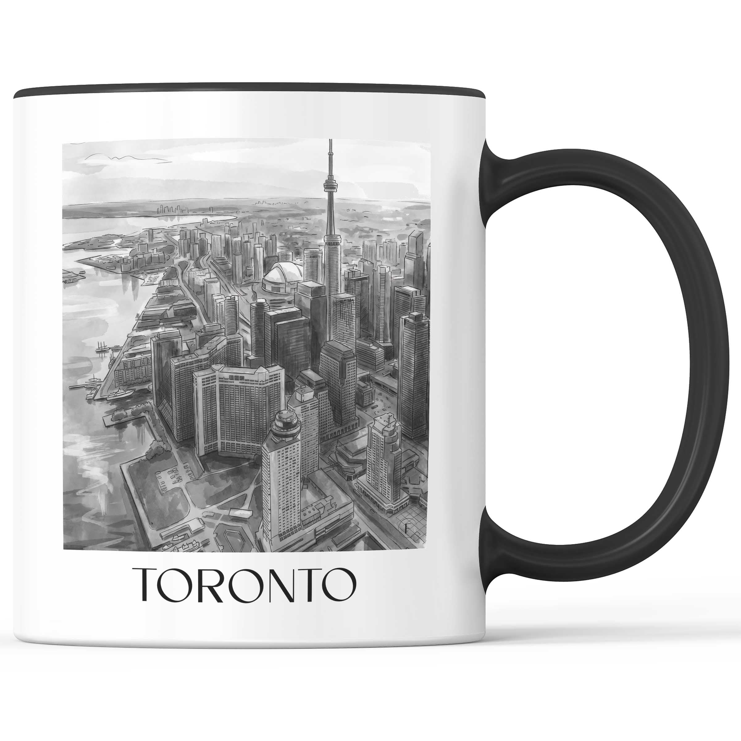 Toronto - Kanada Becher - Kaffeetasse im Aquarell Schwarz-Weiß Stil - favplace