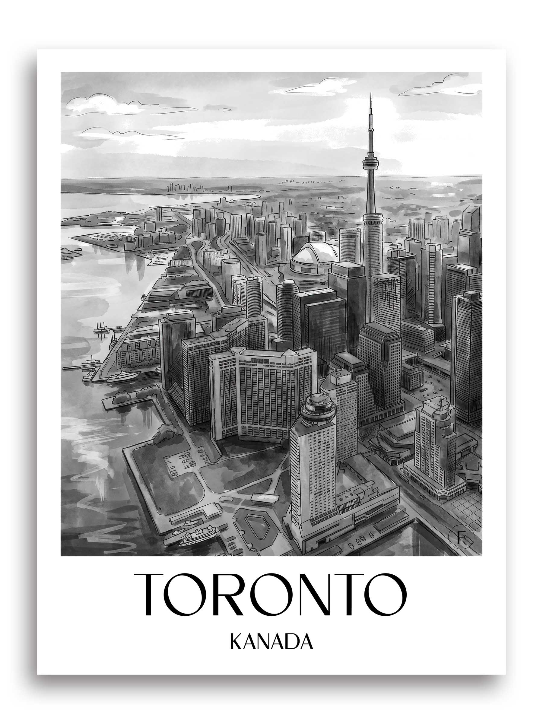 toronto-kanada-poster-aquarell-schwarz-weiss
