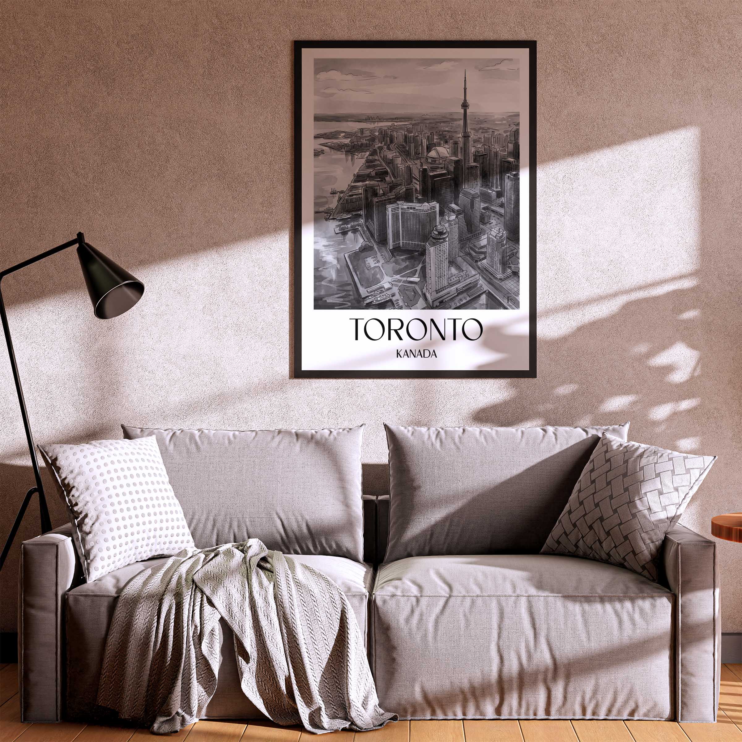 toronto-kanada-poster-aquarell-schwarz-weiss