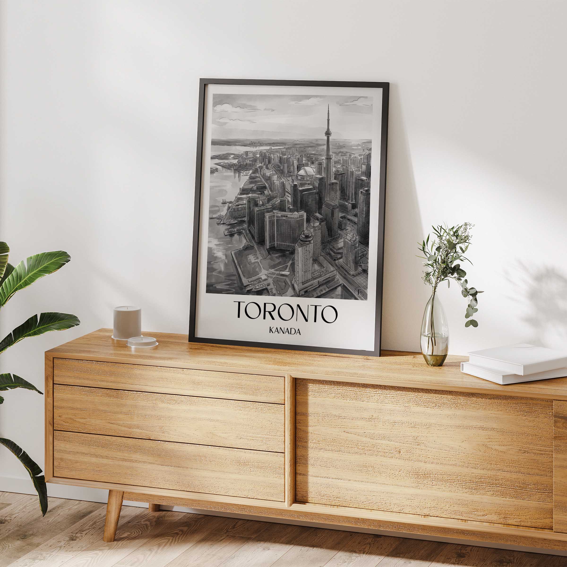 toronto-kanada-poster-aquarell-schwarz-weiss