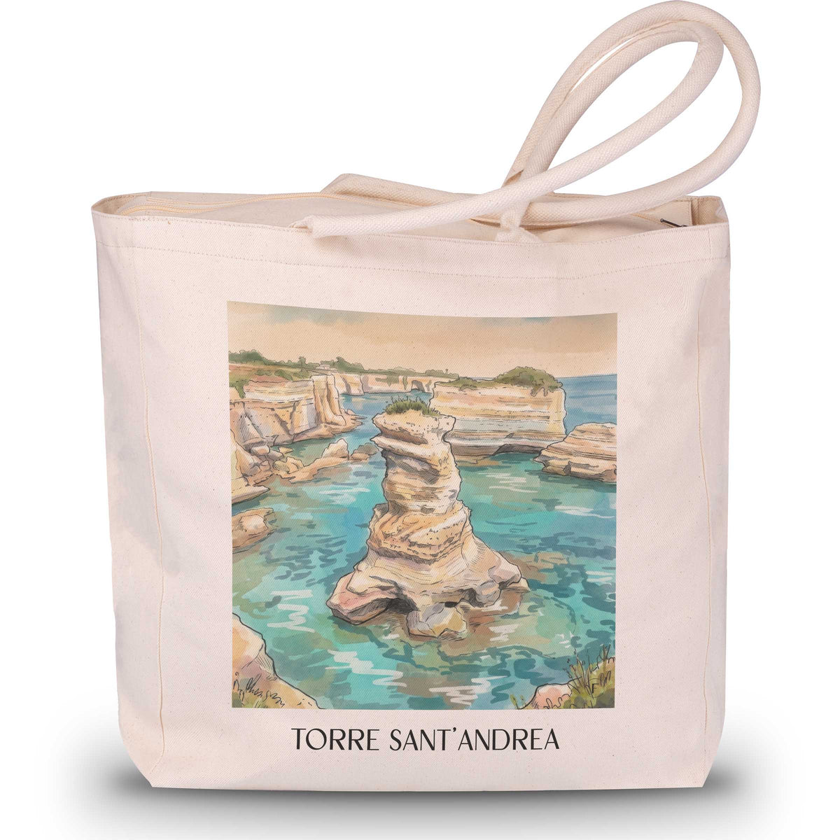 Torre Sant´Andrea Shopping Tasche - Salento - Italien Tote Bag - Einkaufstasche im Aquarell Stil - favplace