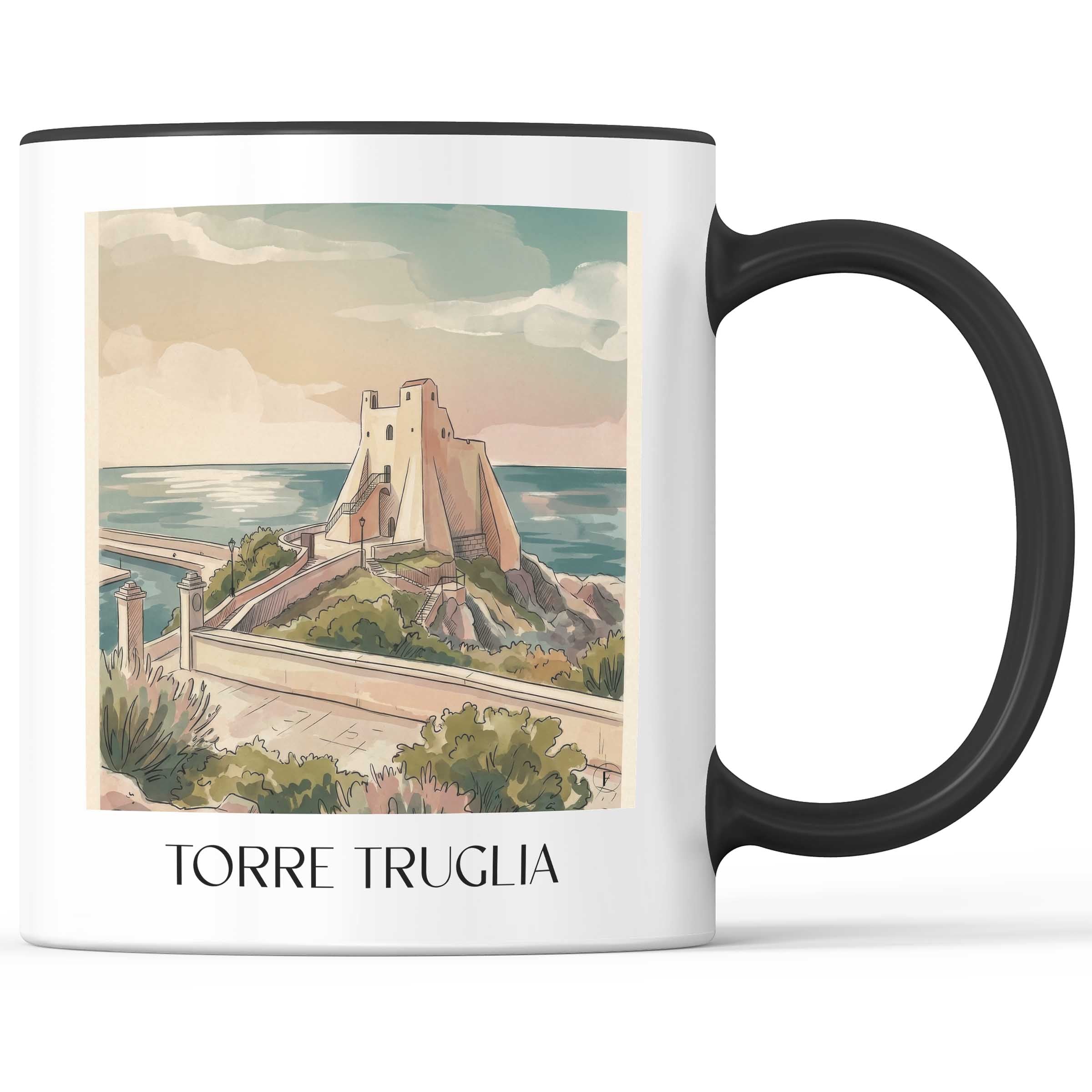 Torre Truglia Kaffeebecher - Sperlonga - Italien Becher - Kaffeetasse im Aquarell Stil - favplace
