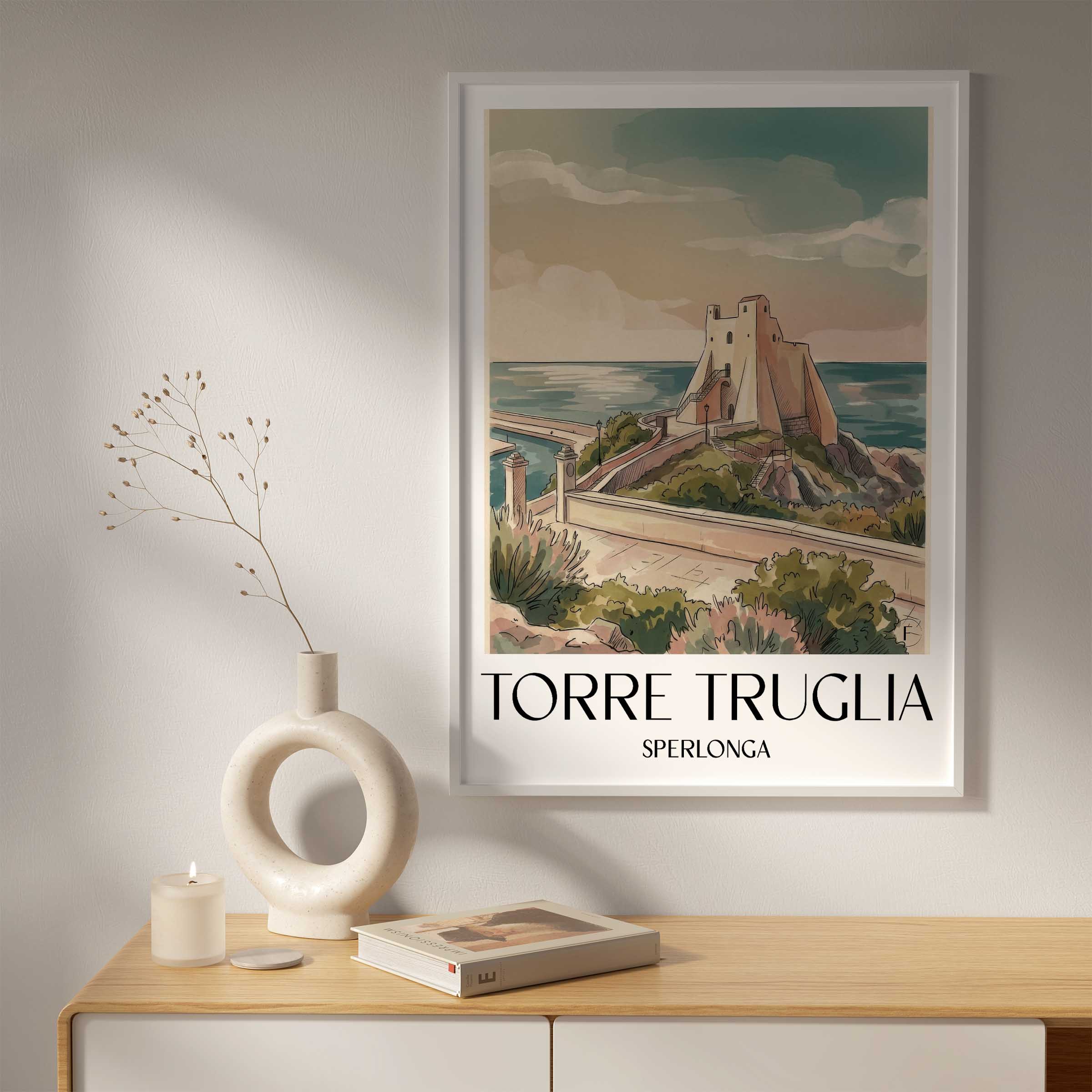 torre-truglia-sperlonga-italien-poster-aquarell