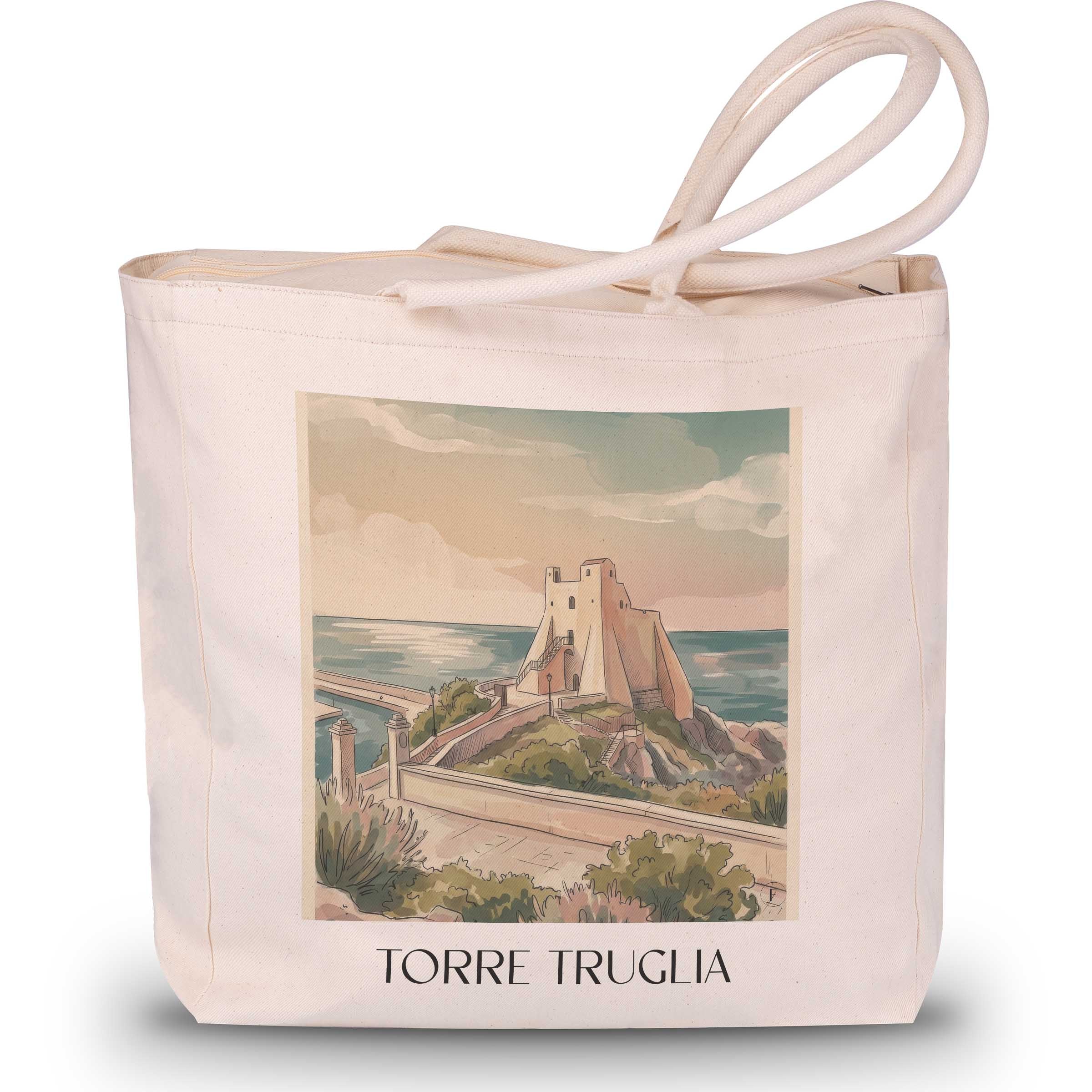 torre-truglia-sperlonga-italien-einkaufstasche-aquarell