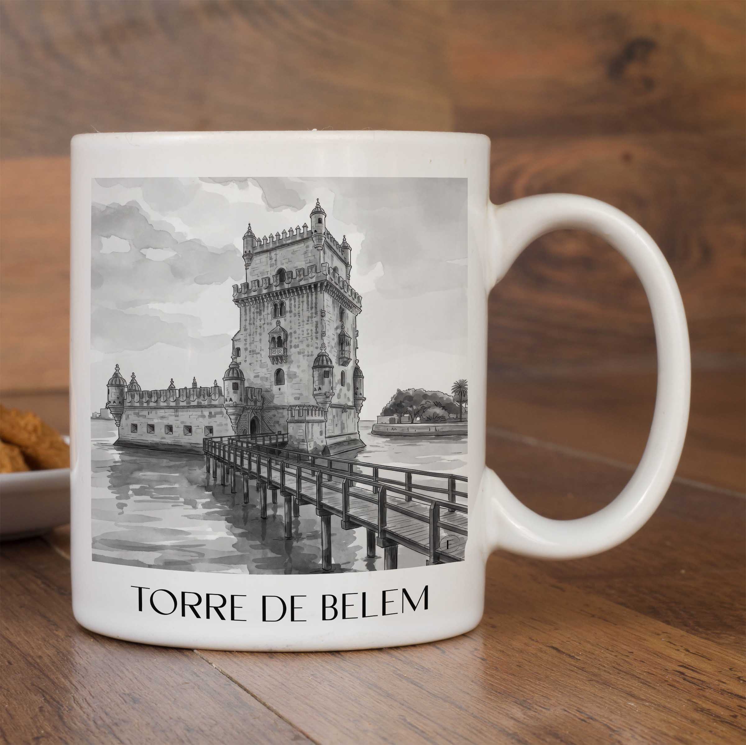 torre-de-belem-lissabon-portugal-kaffeebecher-aquarell-schwarz-weiss