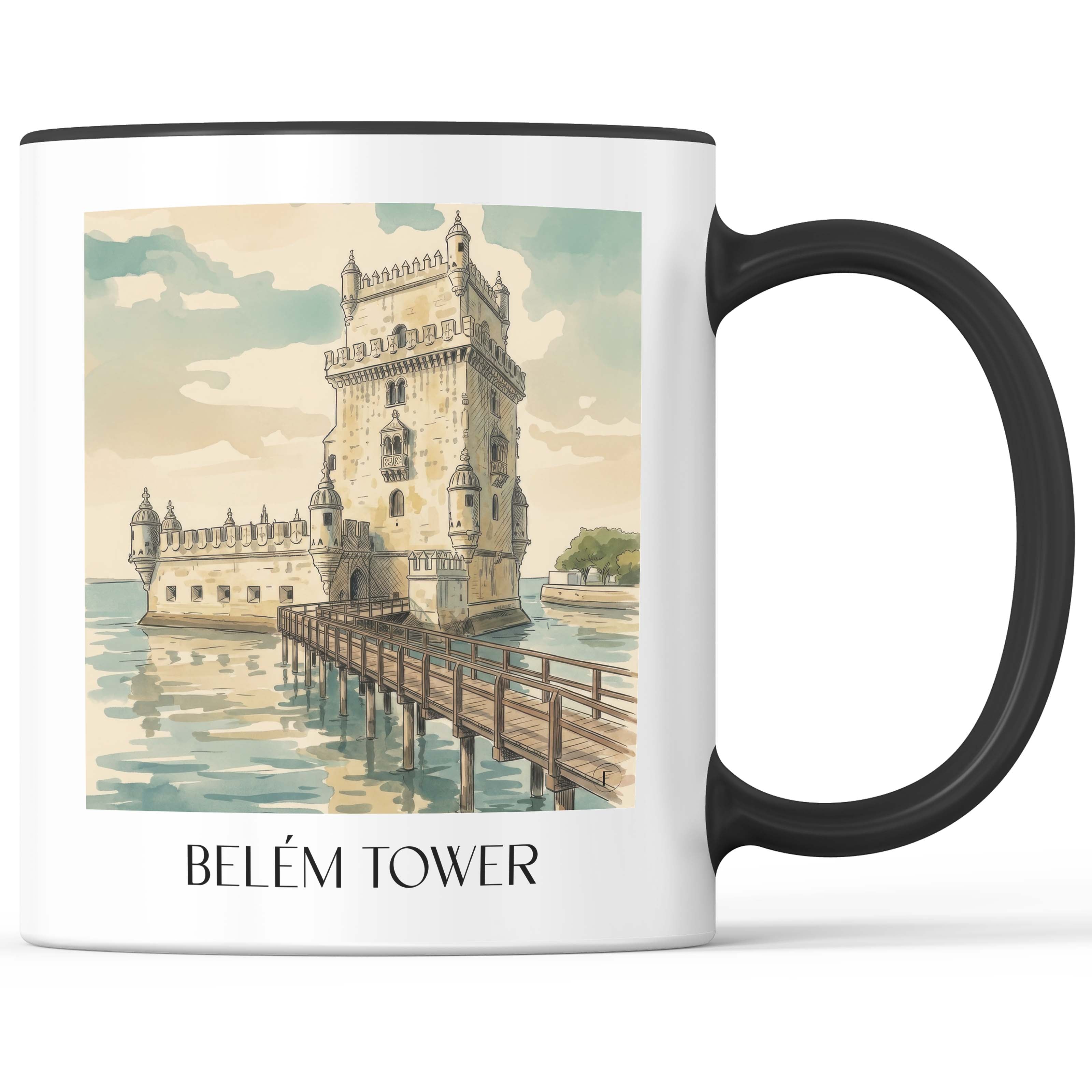 Torre de Belem Kaffeebecher - Lissabon - Portugal Becher - Kaffeetasse im Aquarell Stil - favplace
