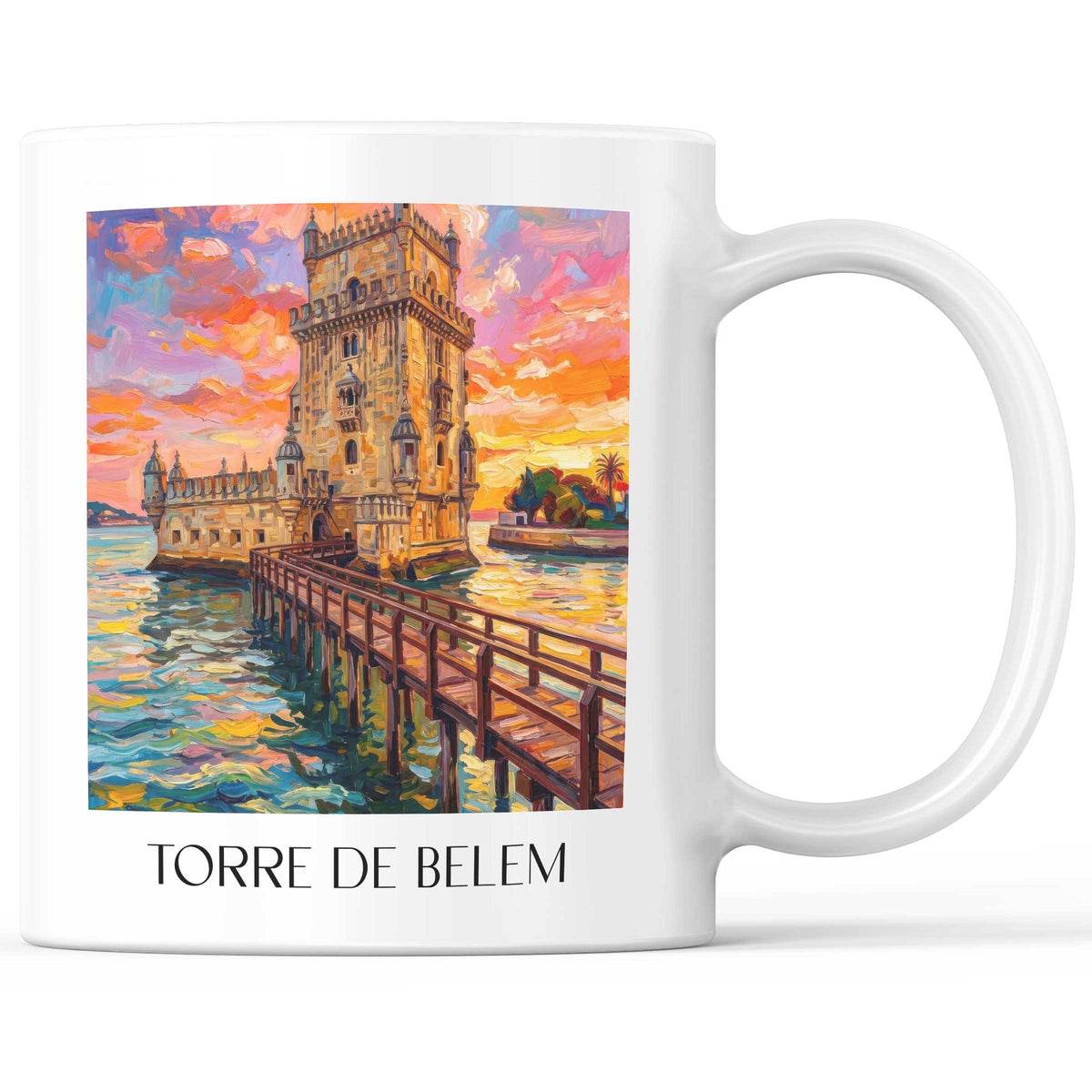 Torre de Belem Kaffeebecher - Lissabon - Portugal Becher - Kaffeetasse im Ölgemälde Stil - favplace