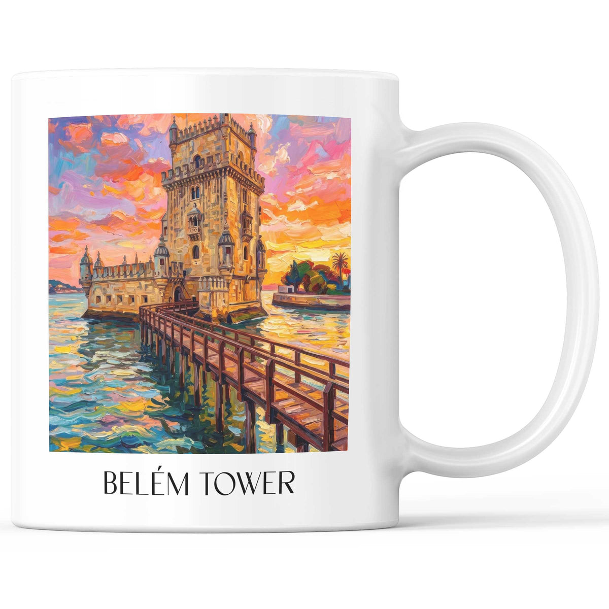 Torre de Belem Kaffeebecher - Lissabon - Portugal Becher - Kaffeetasse im Ölgemälde Stil - favplace