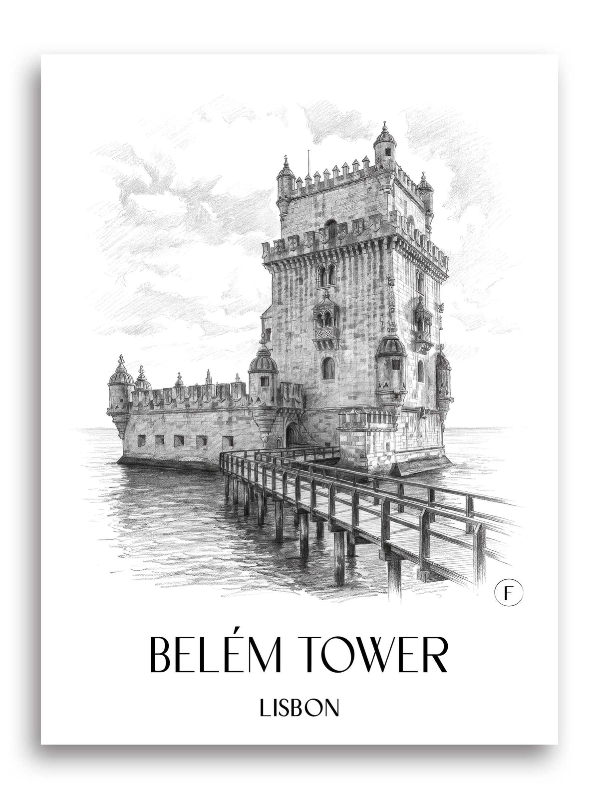 Torre de Belem Poster - Lissabon - Portugal Kunstdruck - Zeichnung von A4 bis A1 - favplace