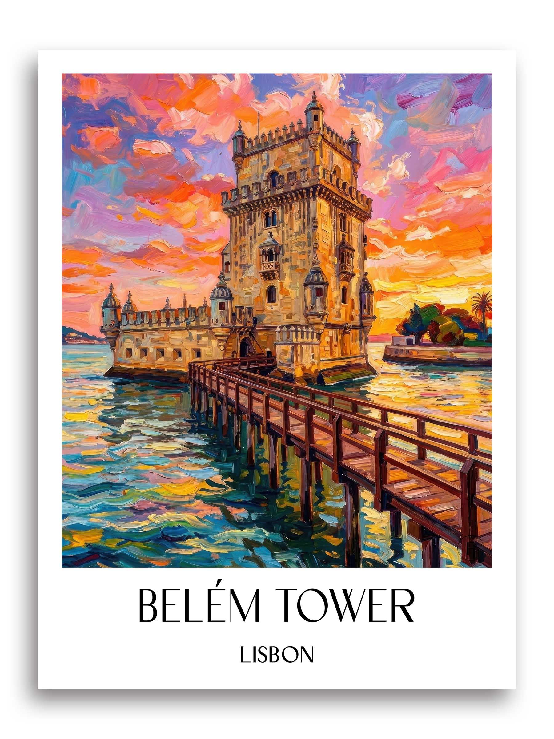Torre de Belem Poster - Lissabon - Portugal Kunstdruck - Ölgemälde von A4 bis A1 - favplace